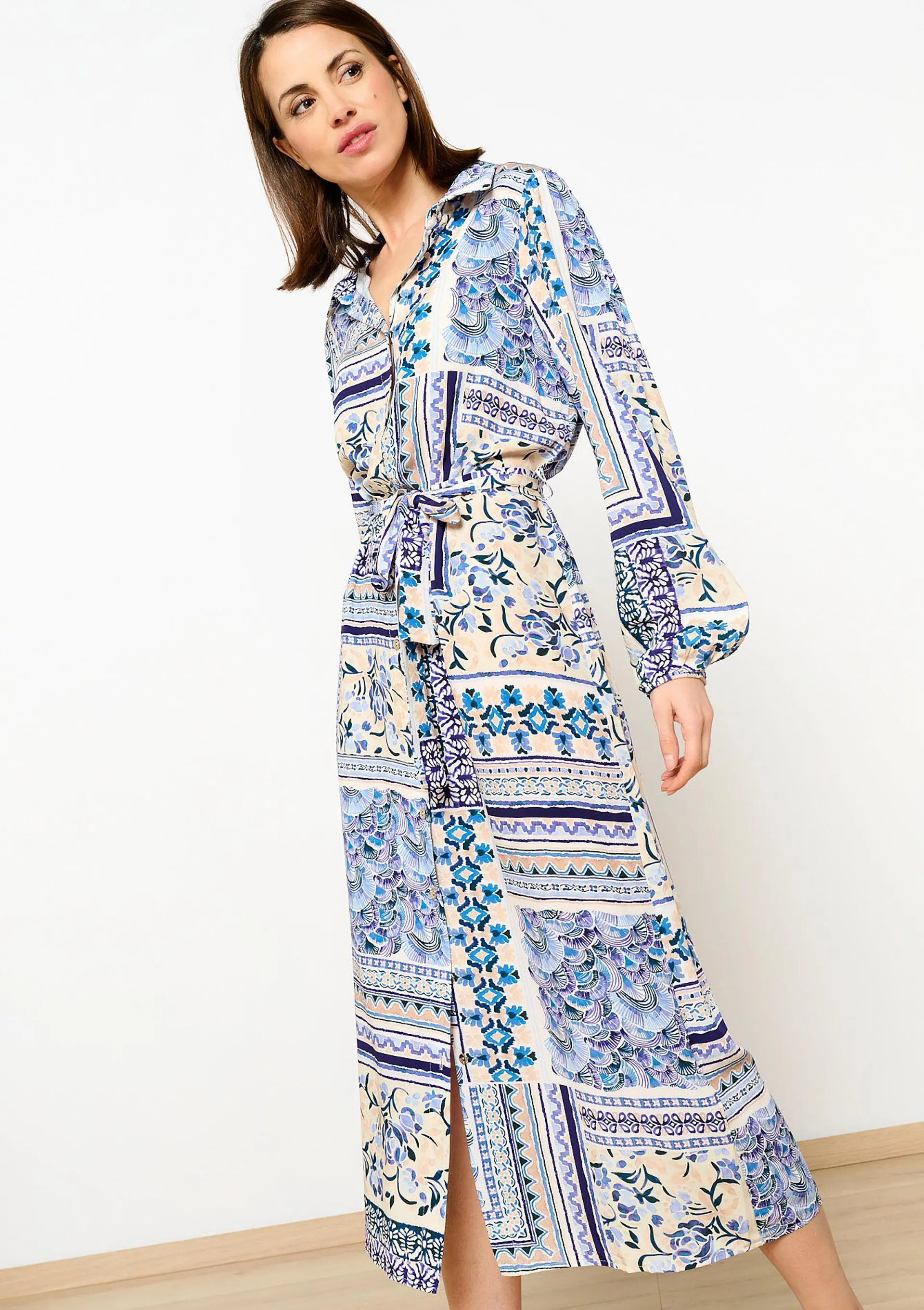 Shirt dress with patchwork