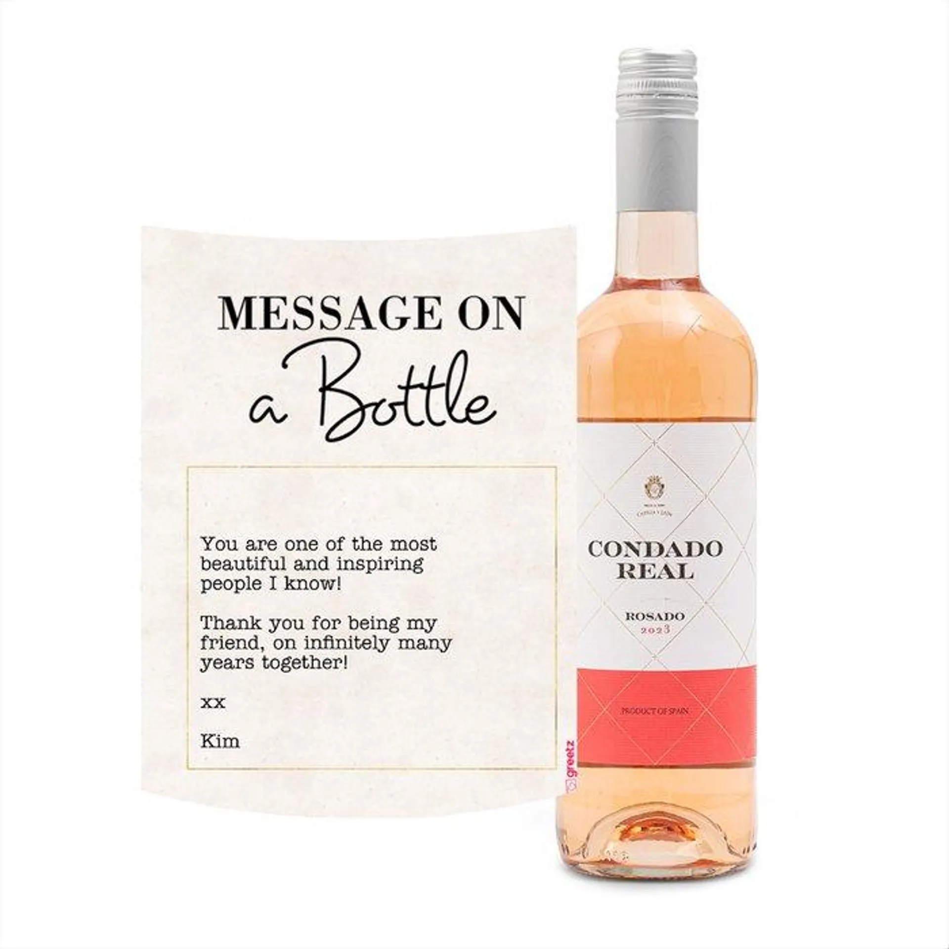 Condado Real | Tempranillo Rosado | Message met eigen tekst | 750 ml