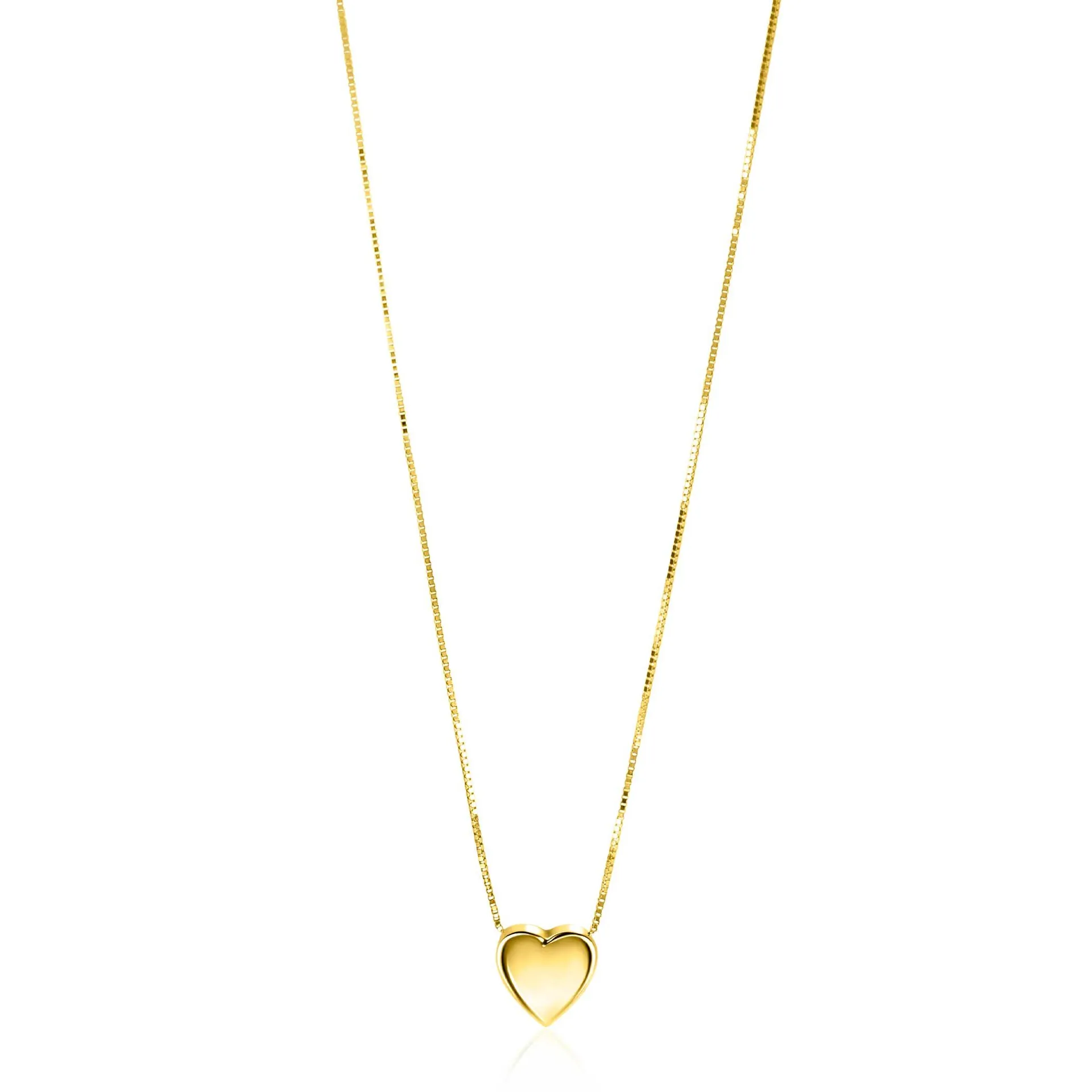 ZINZI Gold 14 krt gouden venetiaanse ketting 45cm met sierlijk glad hartje van 7mm ZGC486