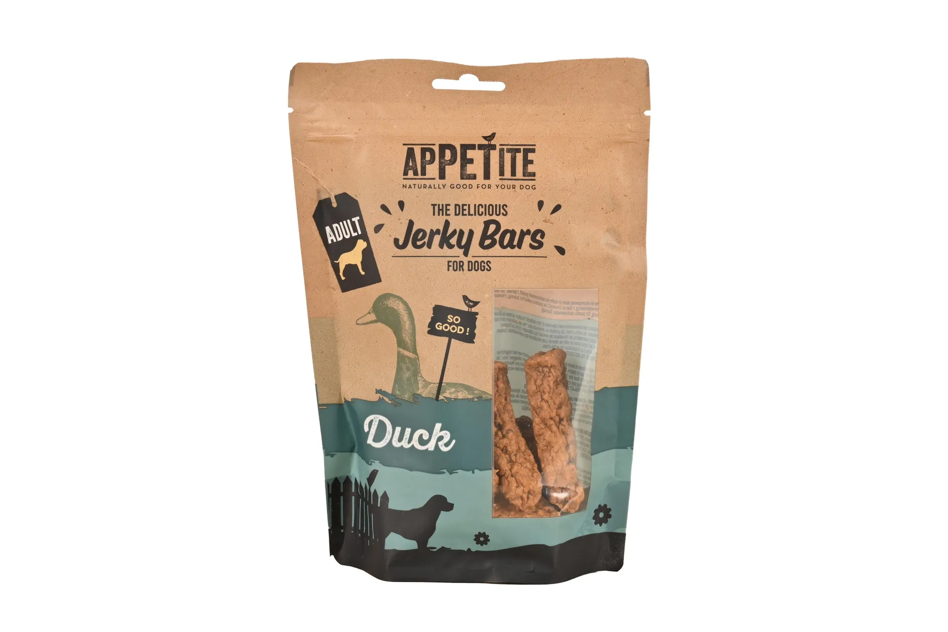 Appetite jerky snack au canard pour chien adulte 90g