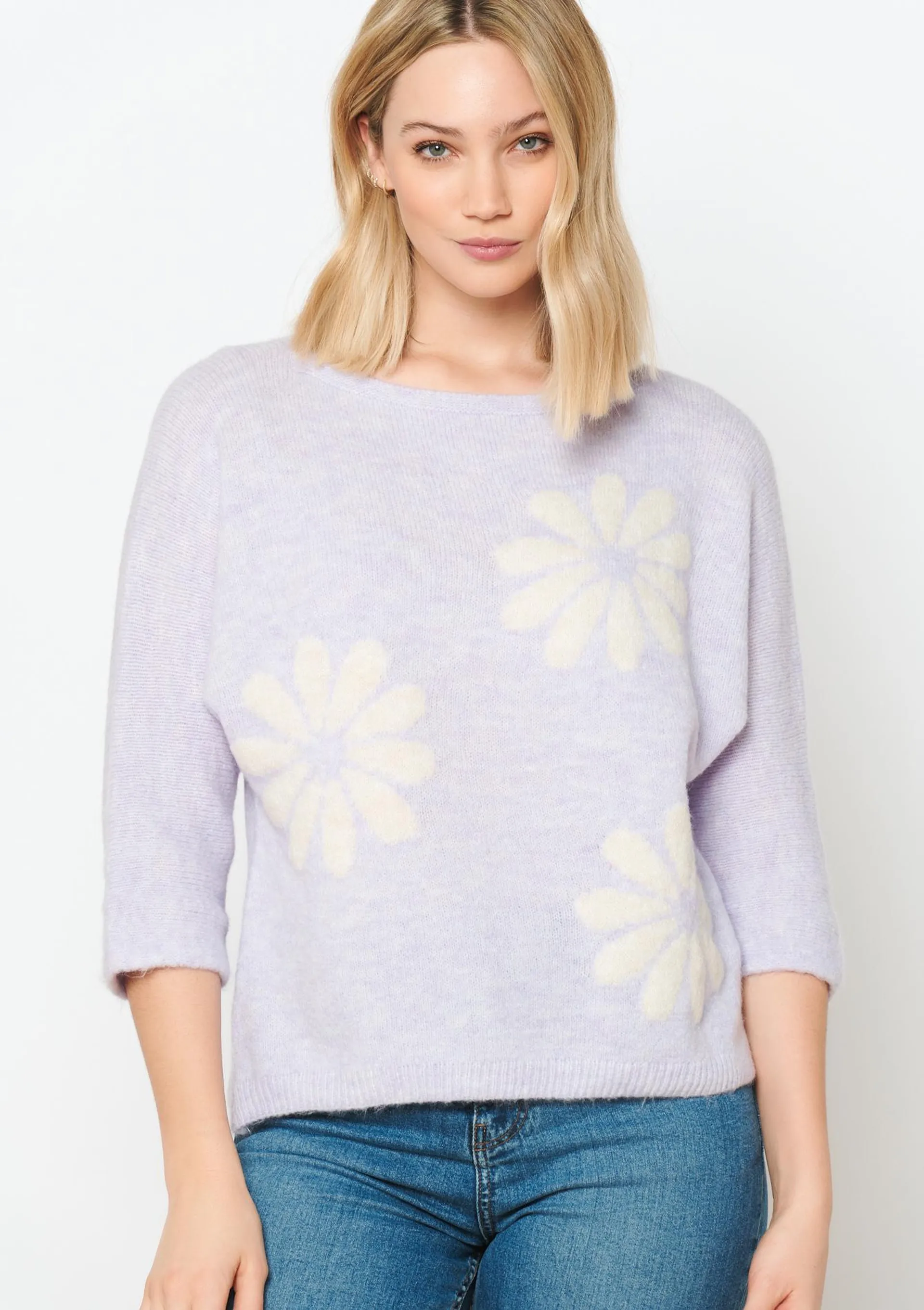 Jacquard pullover with flowers