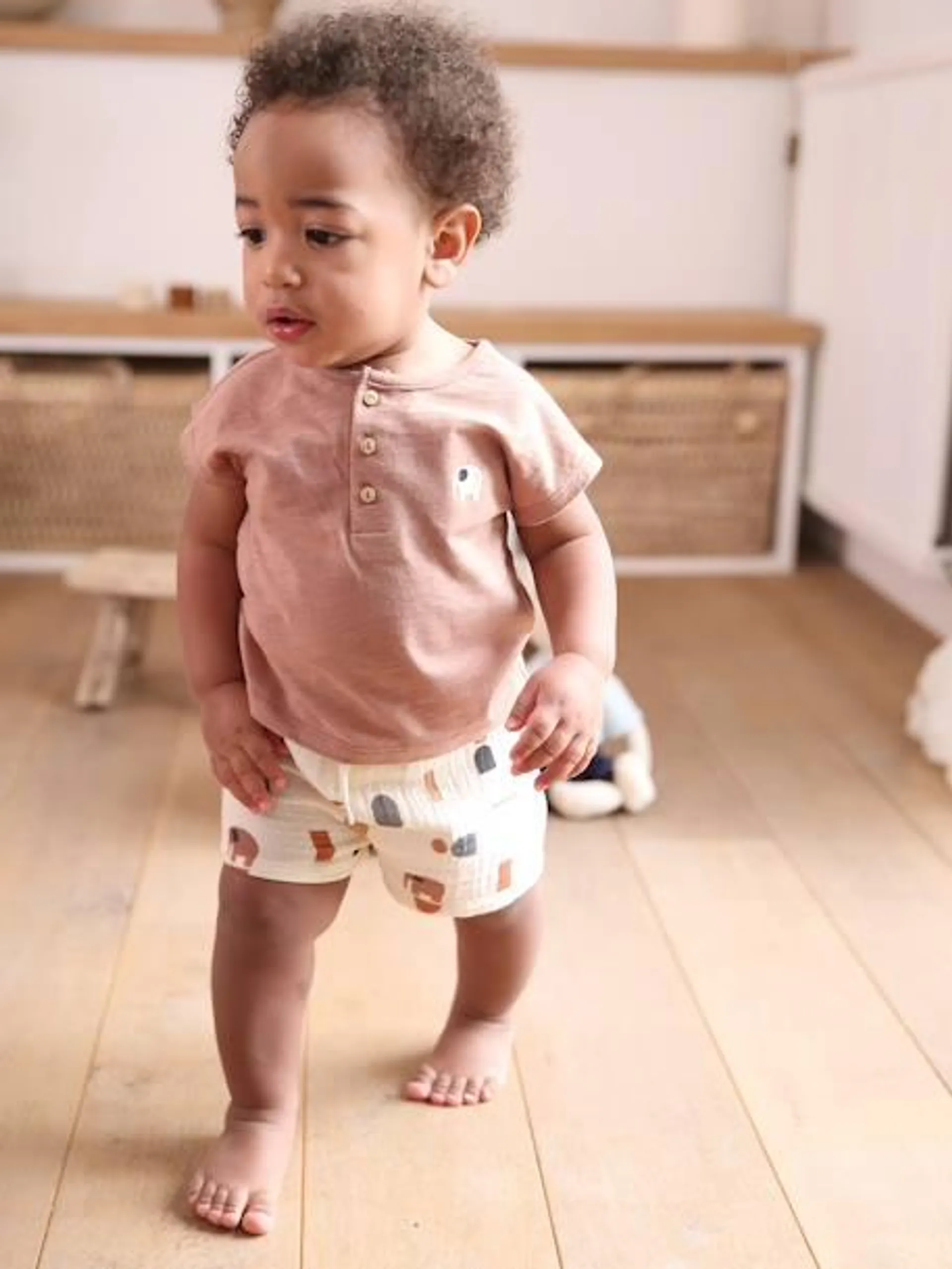 Ensemble bébé T-shirt et short - moka