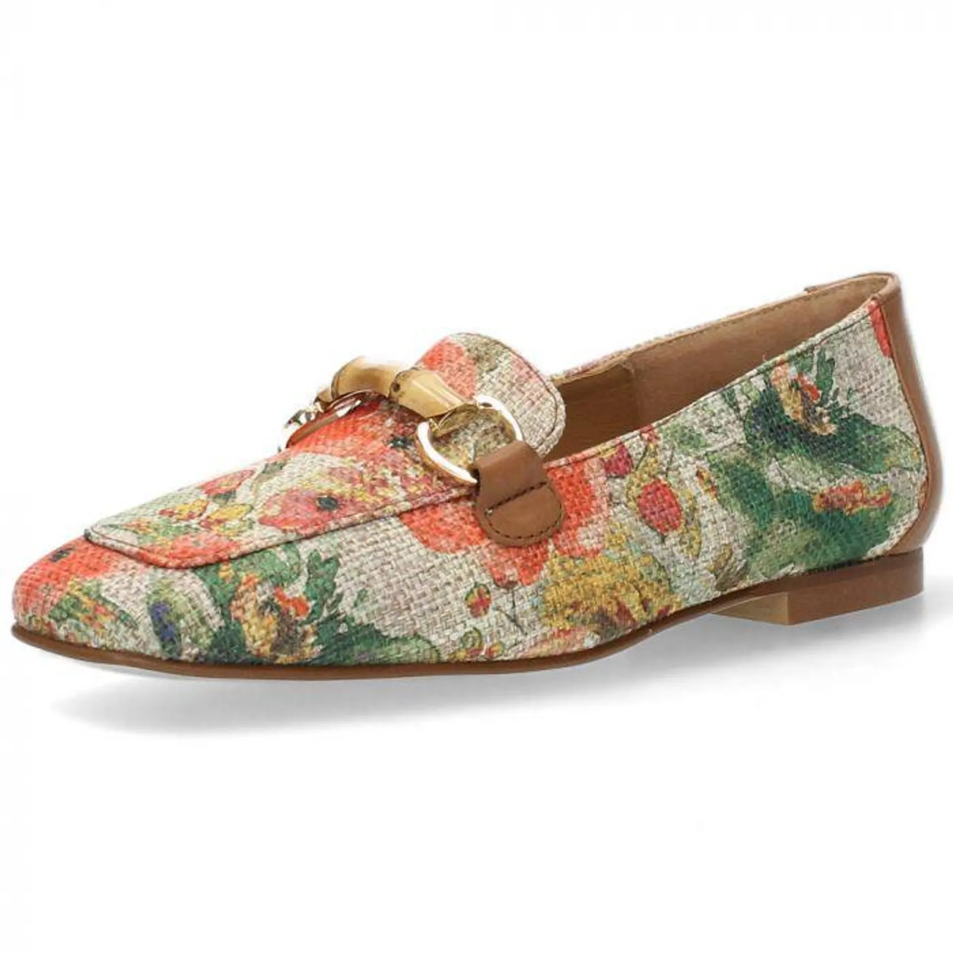 Beige bloemenprint mocassins