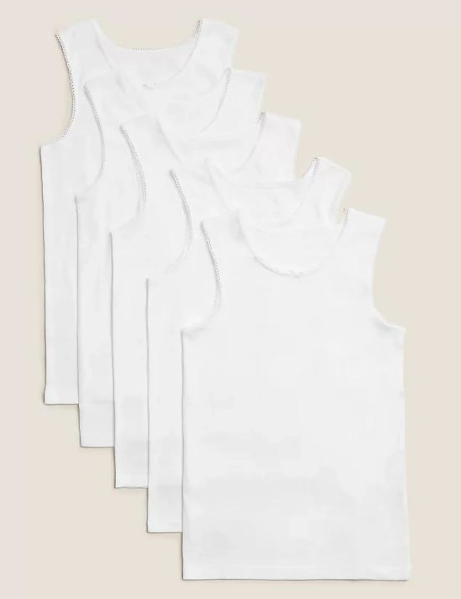 5pk Pure Cotton Vests (2-14 Yrs)