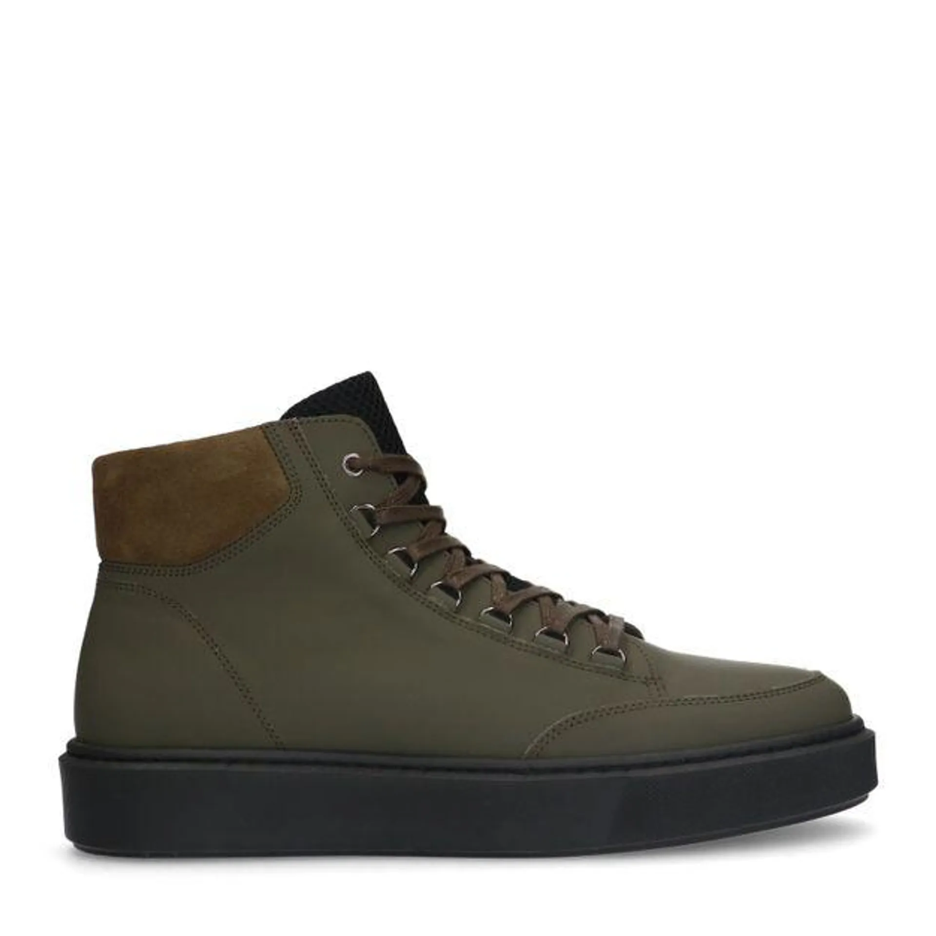 Khaki leren veterboots