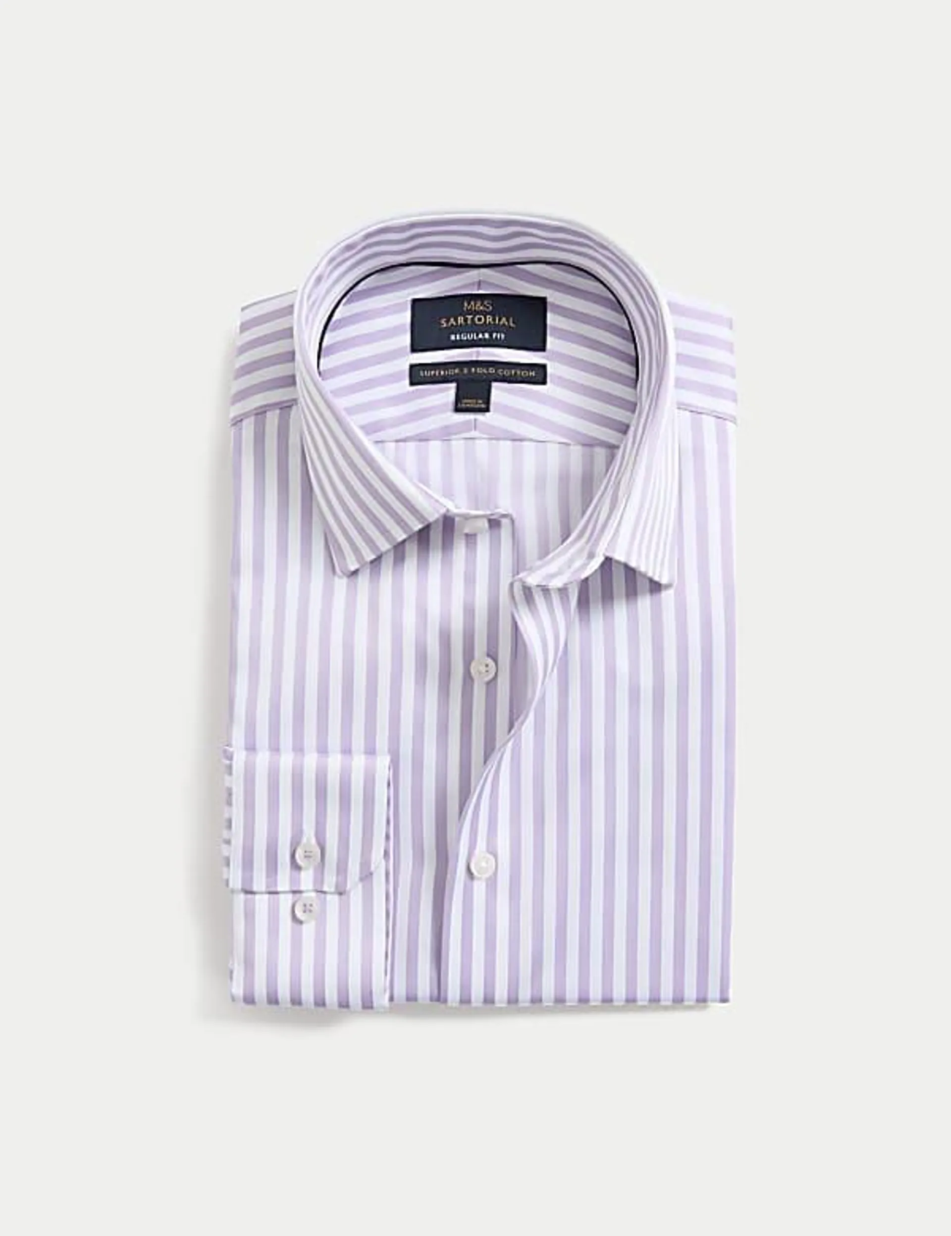 Regular Fit Easy Iron Luxury Cotton Bold Stripe Shirt