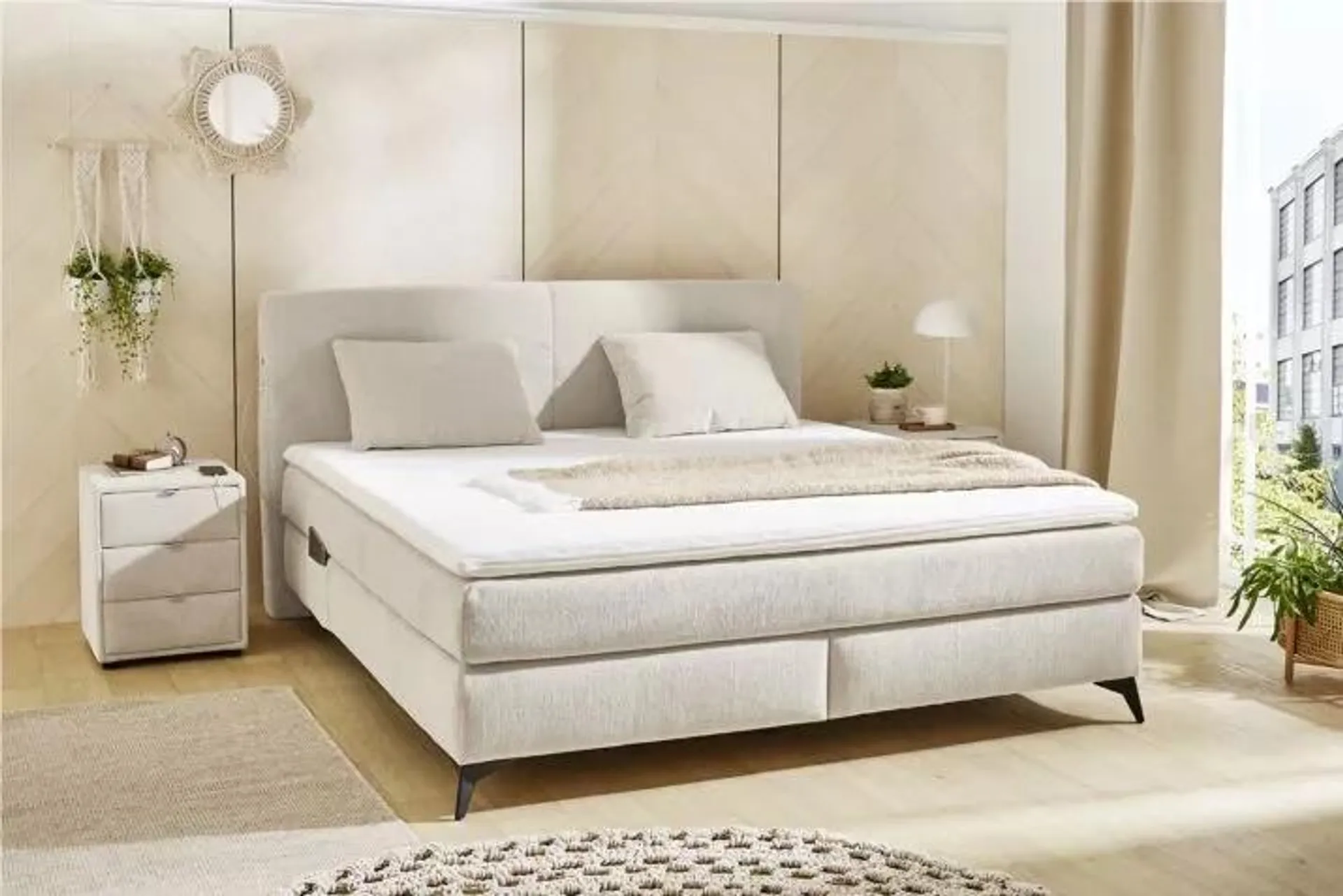 Boxspring Kira Max 180x200cm stof beige