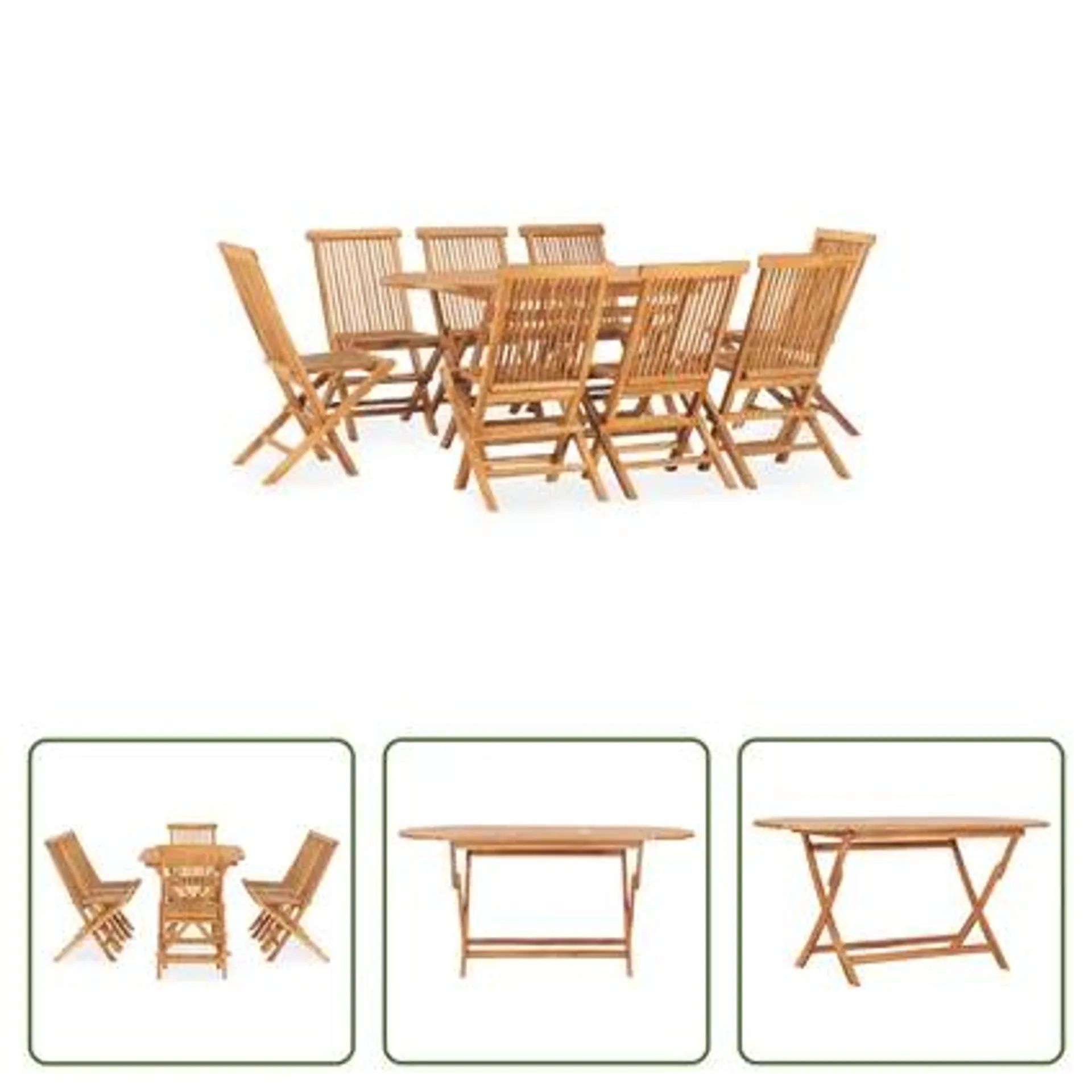 vidaXL Mobilier à dîner d'extérieur pliable 9 pcs Bois solide de teck