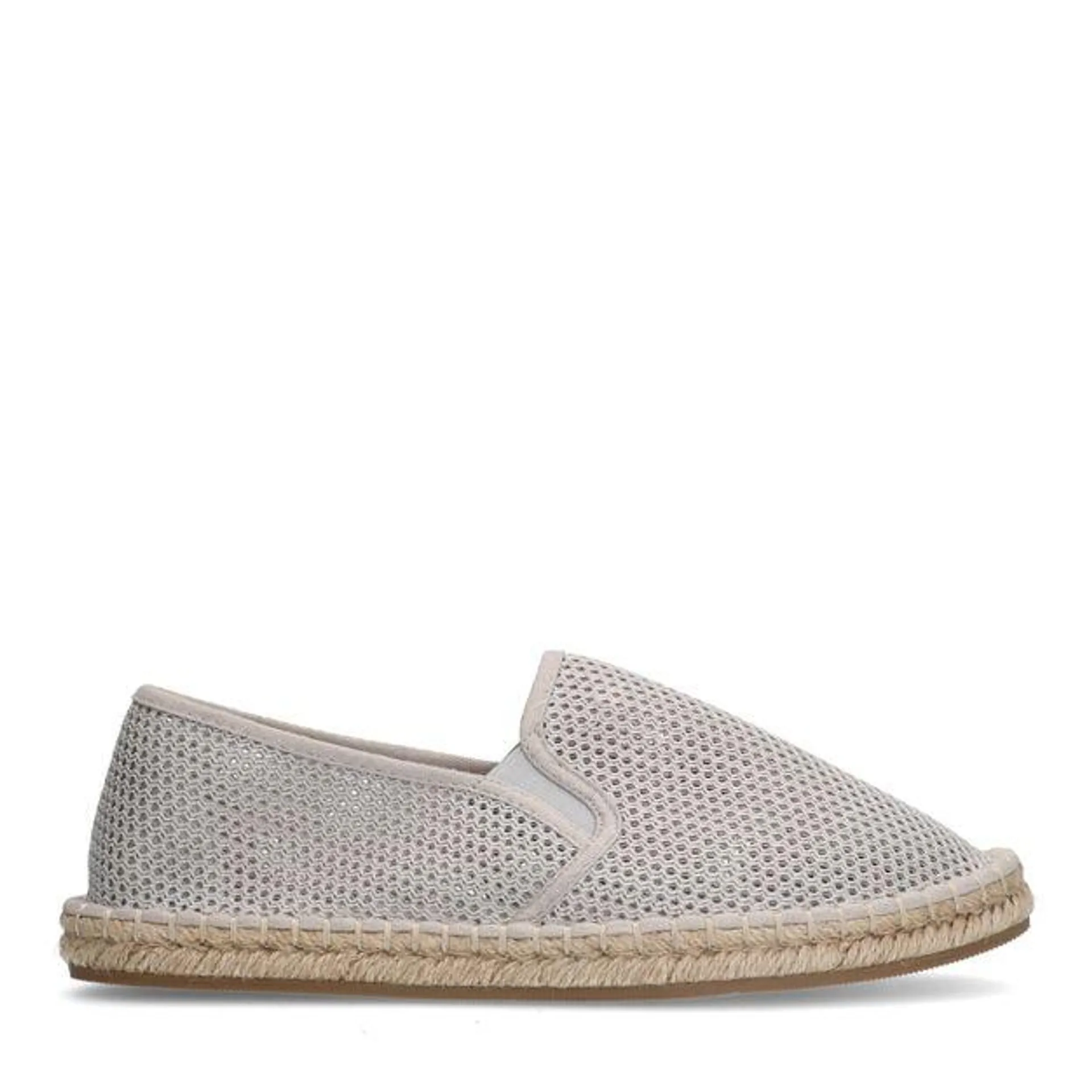 Grijze mesh loafers met touwzool