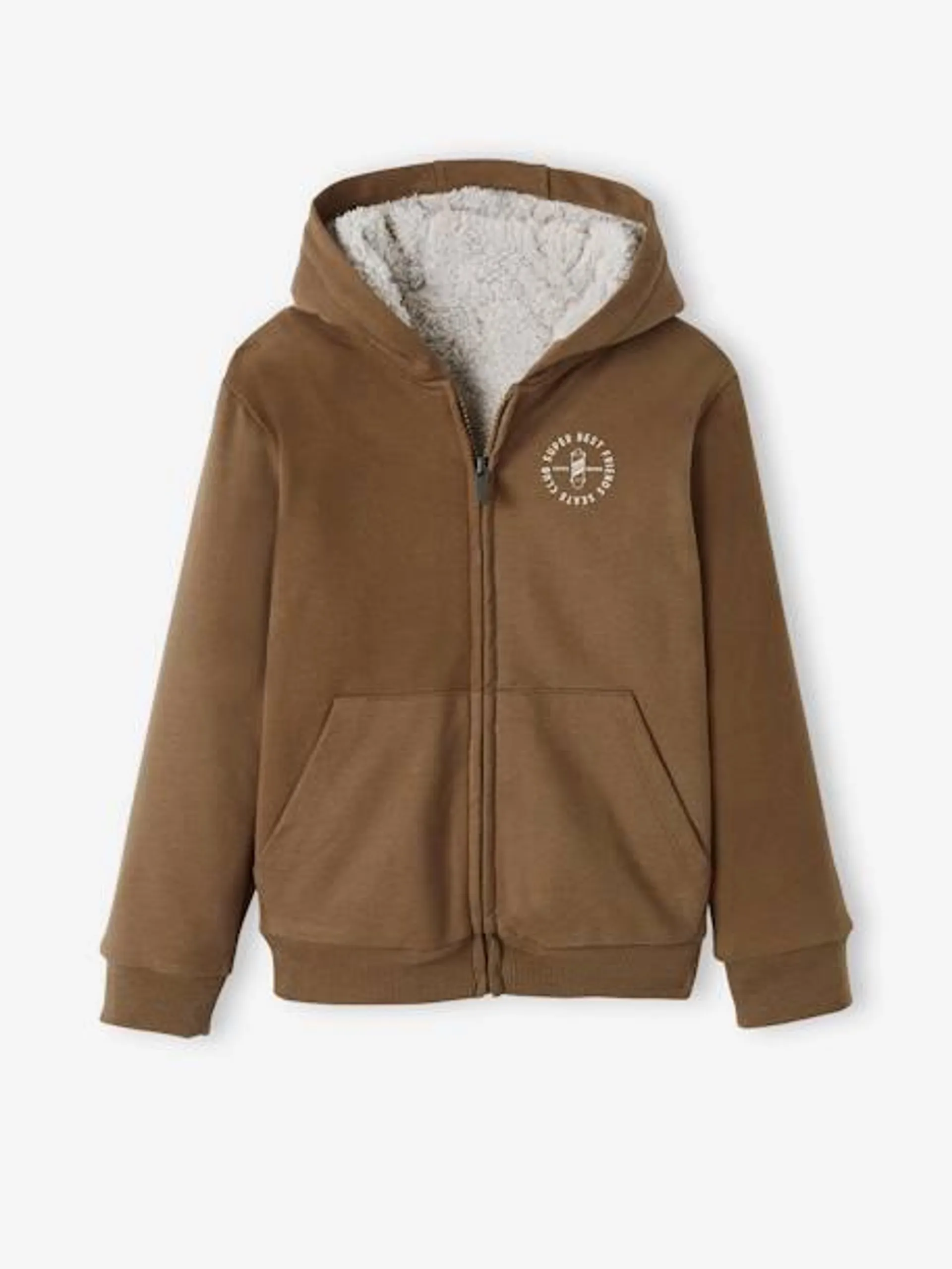 Sweat zippé doublé sherpa garçon