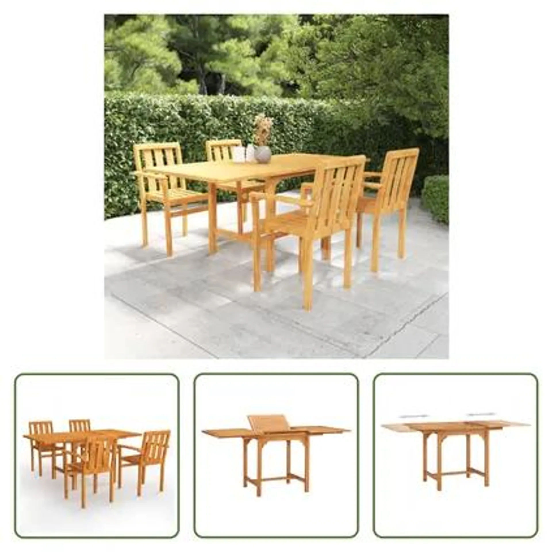 vidaXL - - Salon de jardin 5 pcs Bois de teck massif - 305959