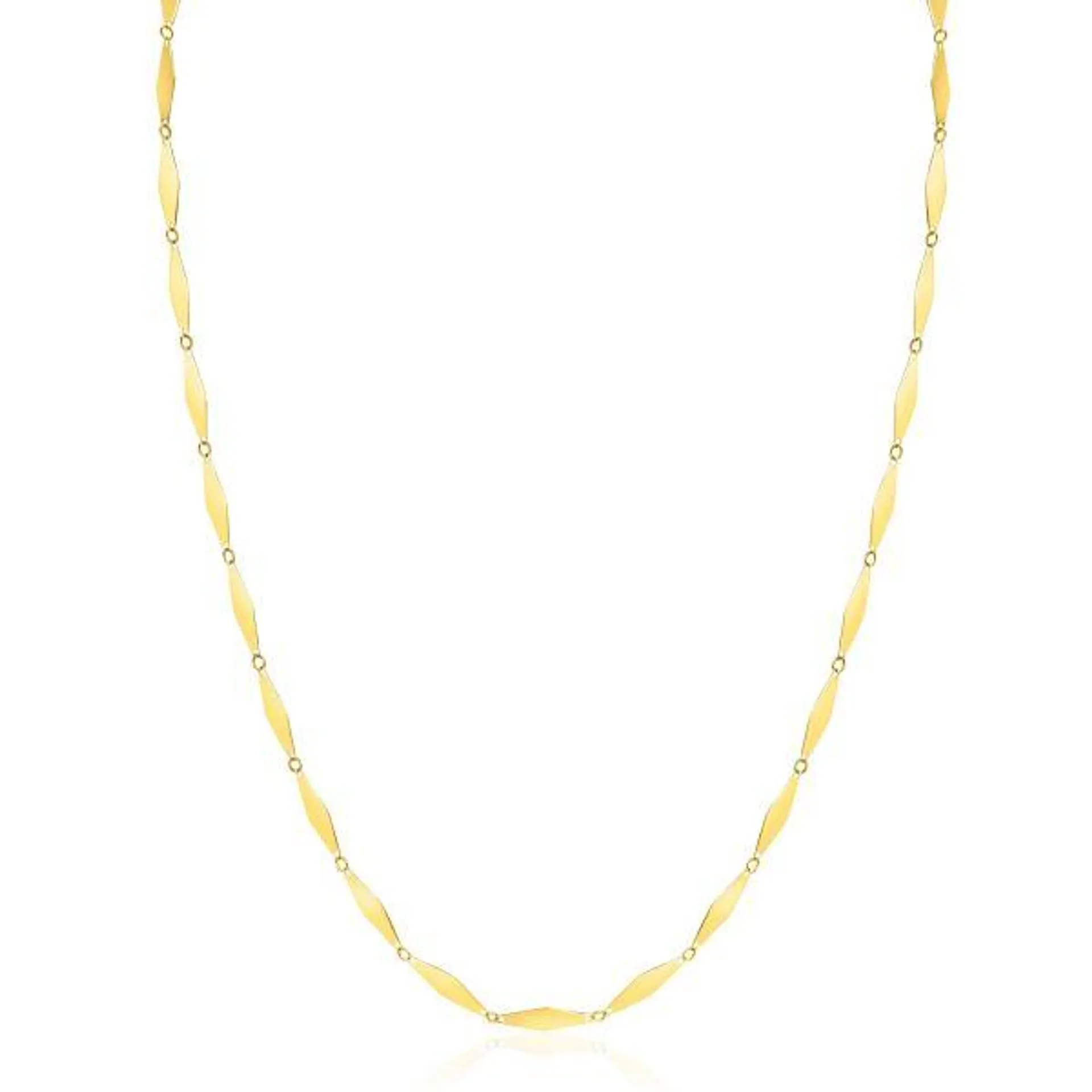 ZINZI Gold 14 krt gouden massieve ketting met glanzende lange ruitvormige schakels 3mm breed 45cm ZGC492