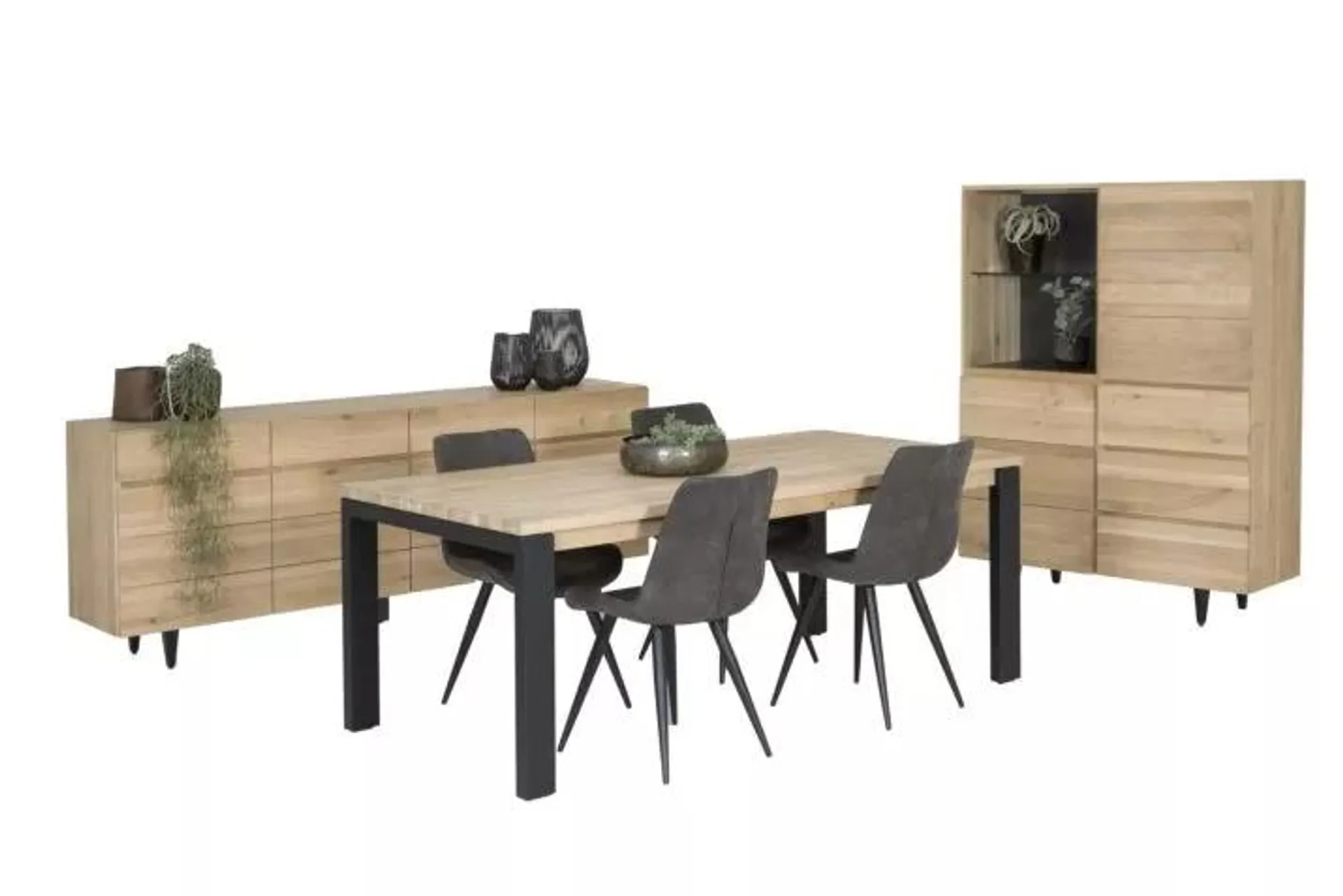 Eetkamer Palacio eik naturel met 4 stoelen Fuel