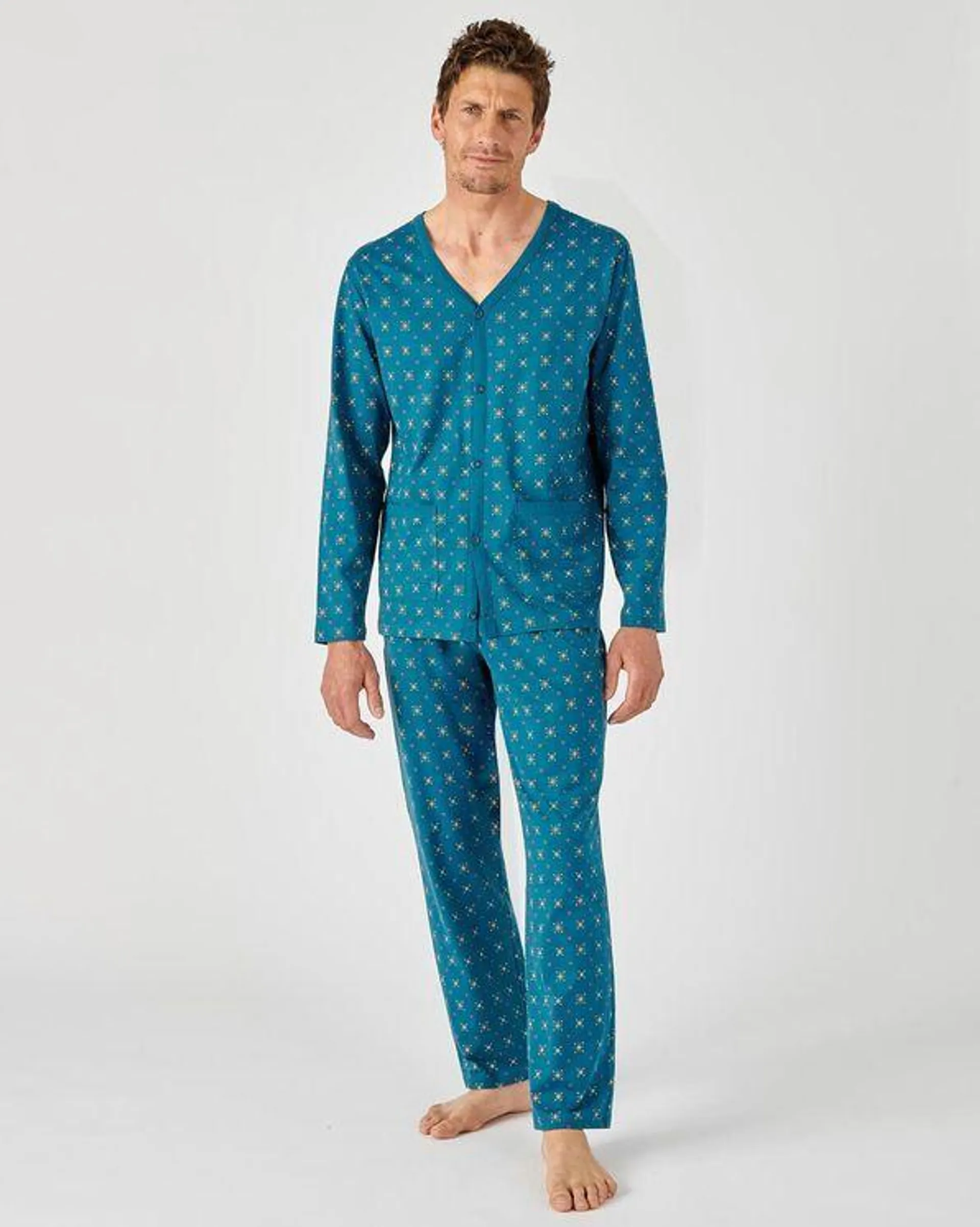 Pyjama met knopen in jersey, zuiver kamkatoen