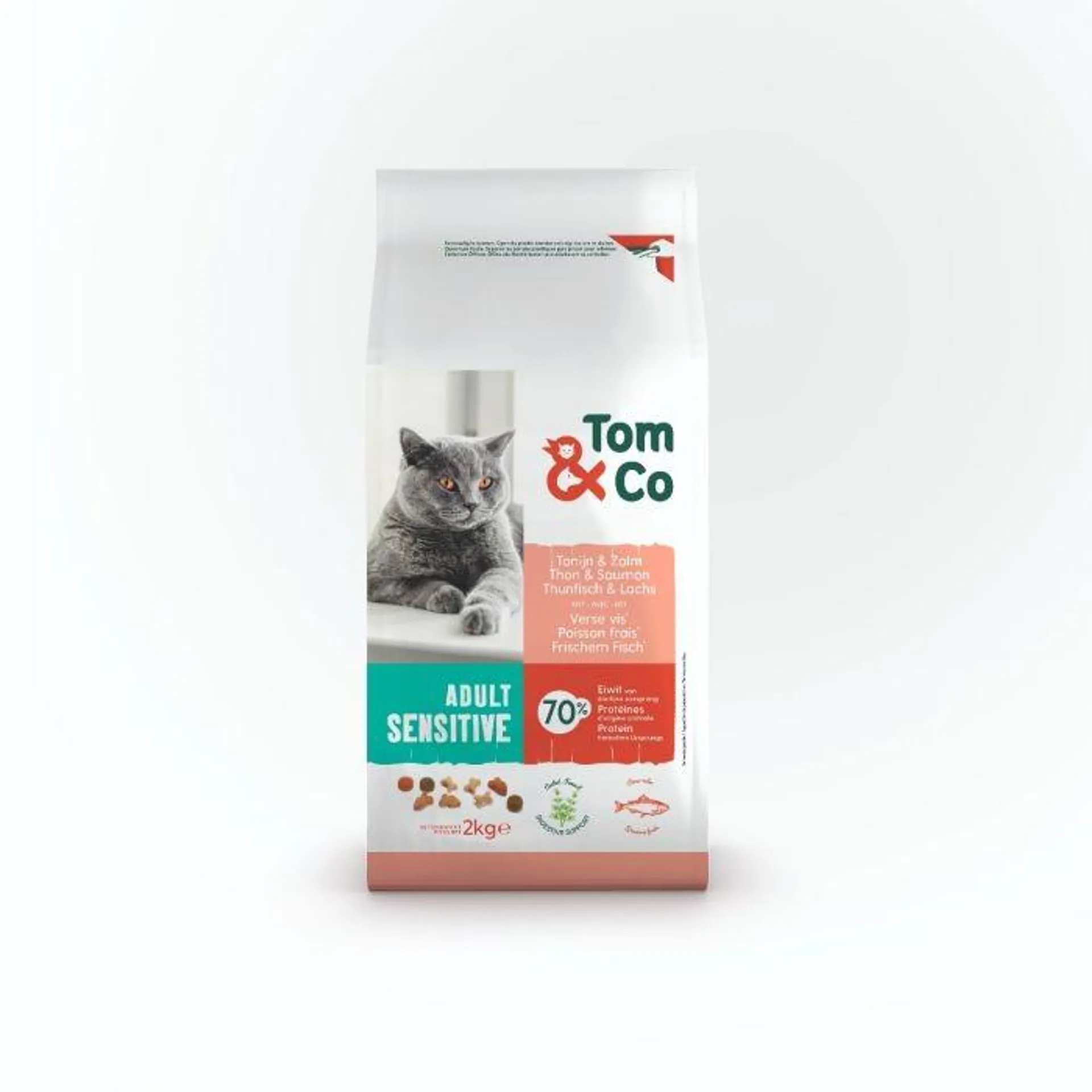 Tom&co brokken sensitief voor kat tonijn & zalm adult 2kg