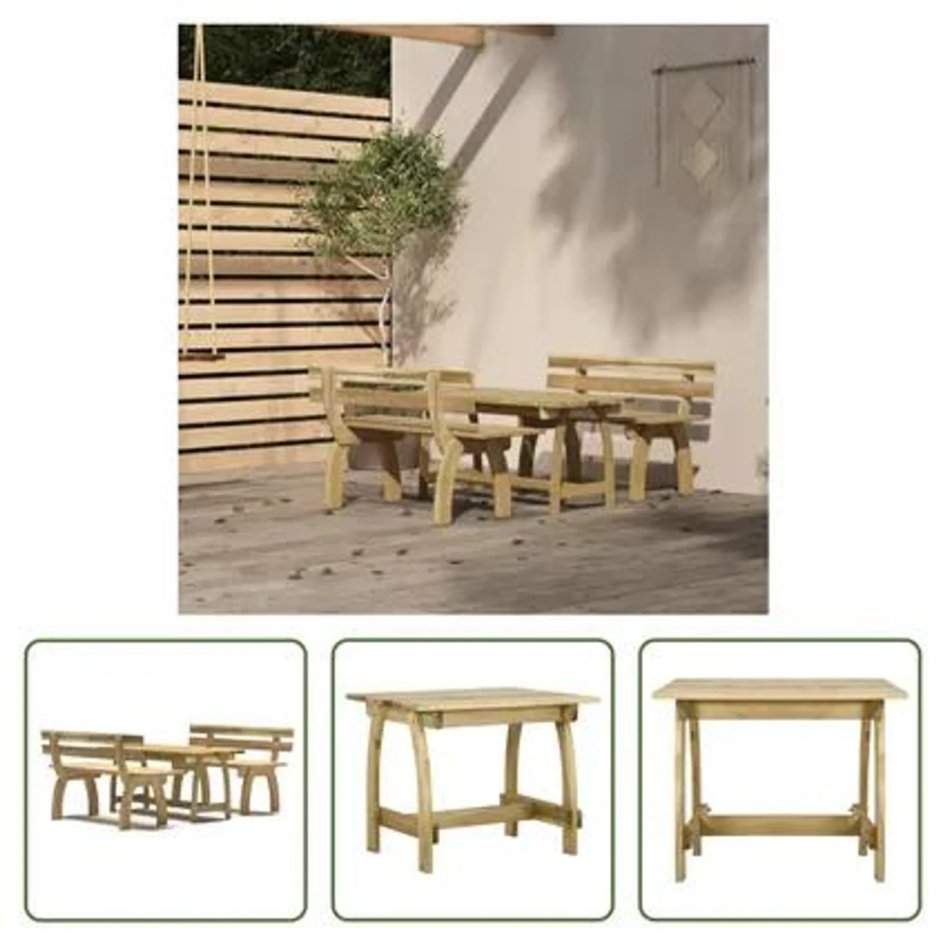 vidaXL Ensemble à manger de jardin 3 pcs Bois de pin imprégné