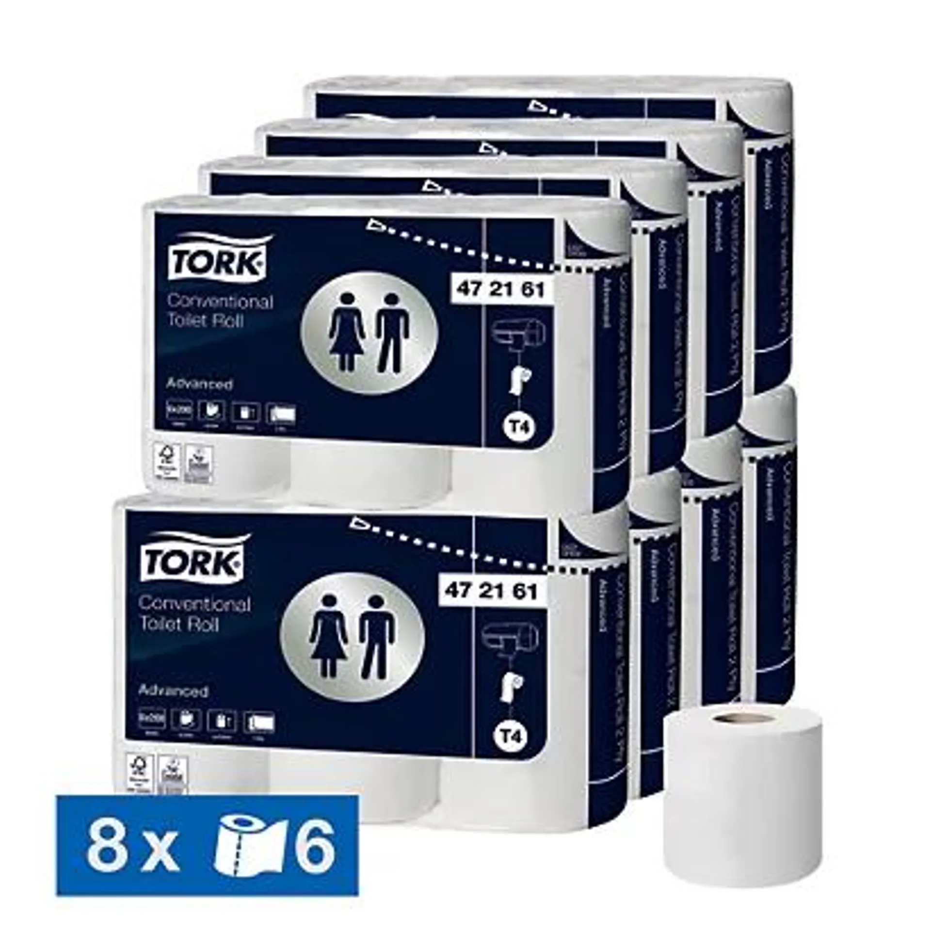 Toiletpapier Tork Advanced T4 2-laags, set van 48 rollen