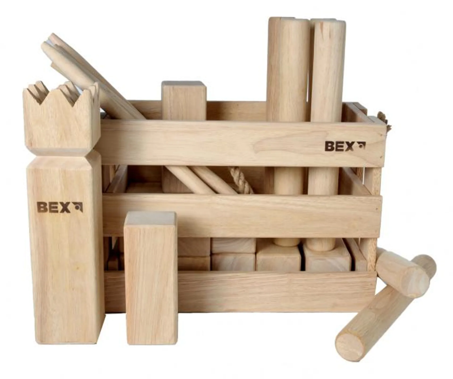 BEX Kubb Viking Original rubberhout in houten kist