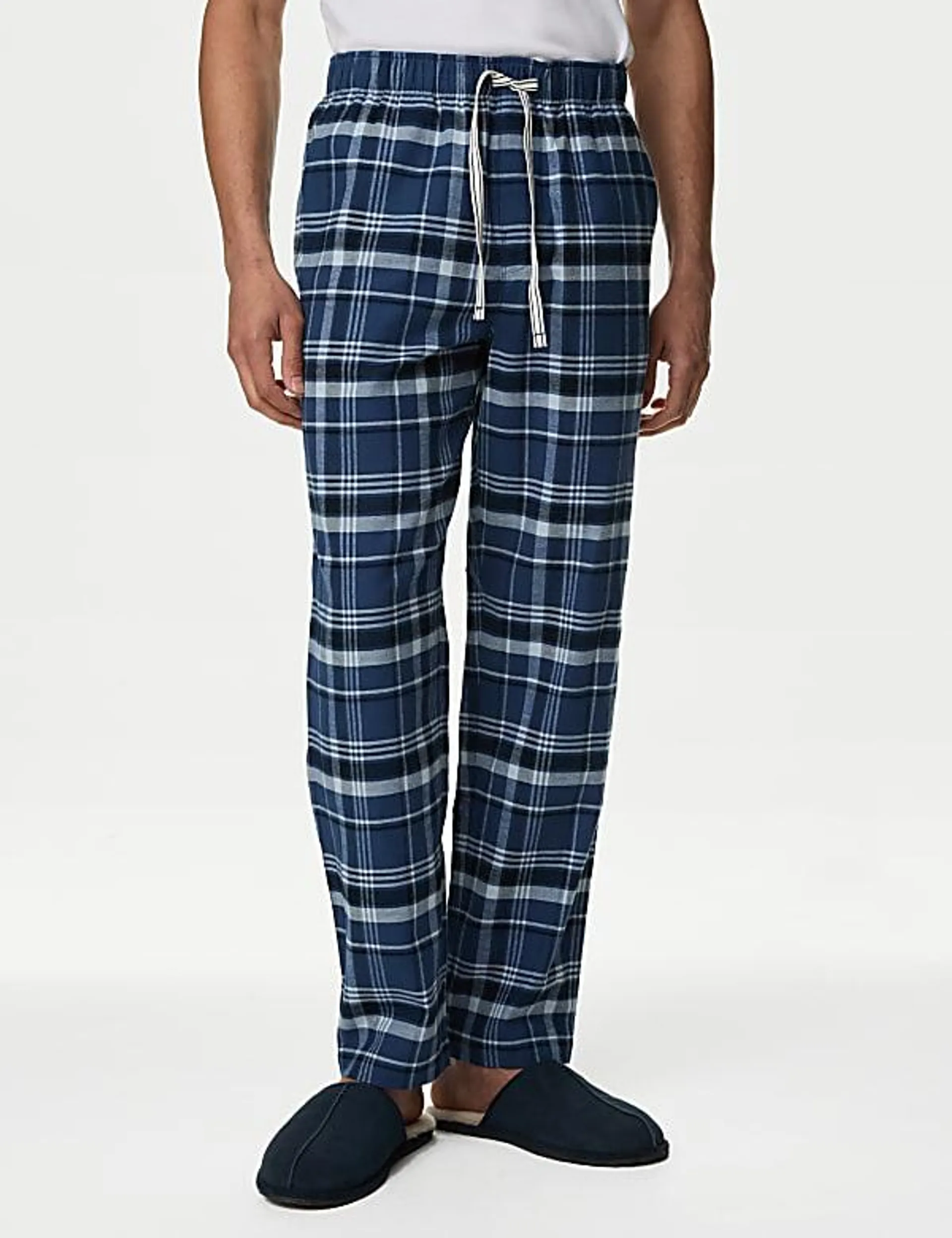 Pure Cotton Checked Loungewear Bottoms