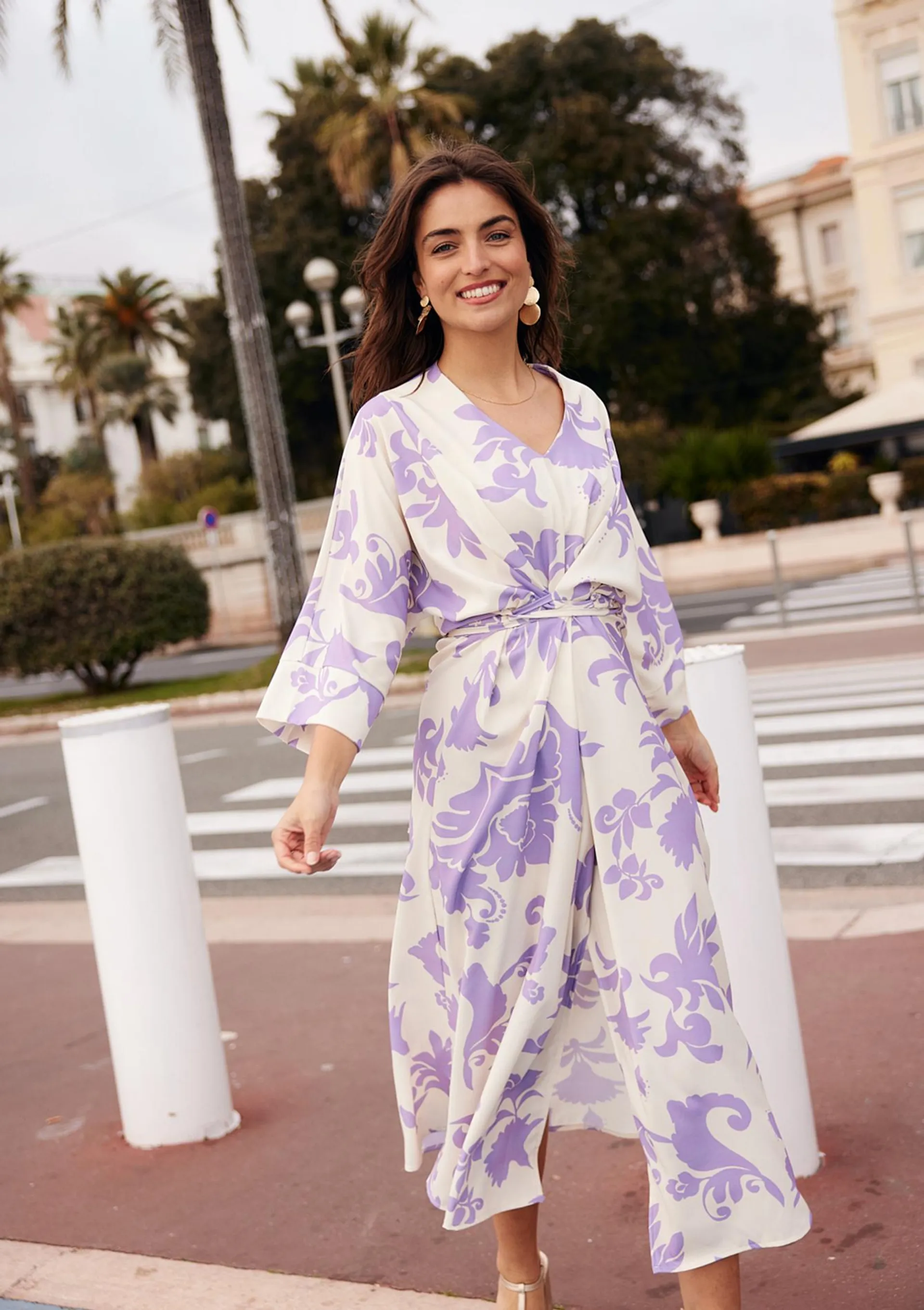 Maxi kaftan dress with floral print