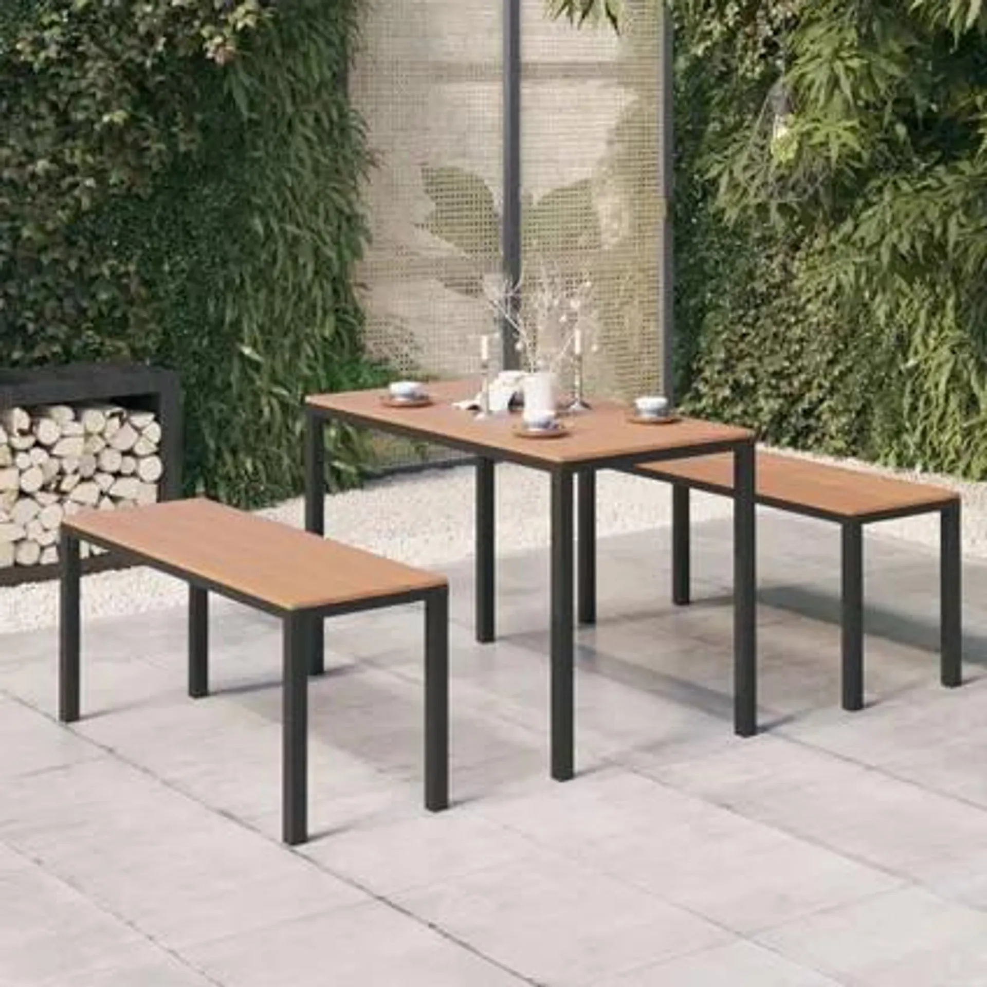 vidaXL Ensemble à manger de jardin 3 pcs acier et WPC marron et noir