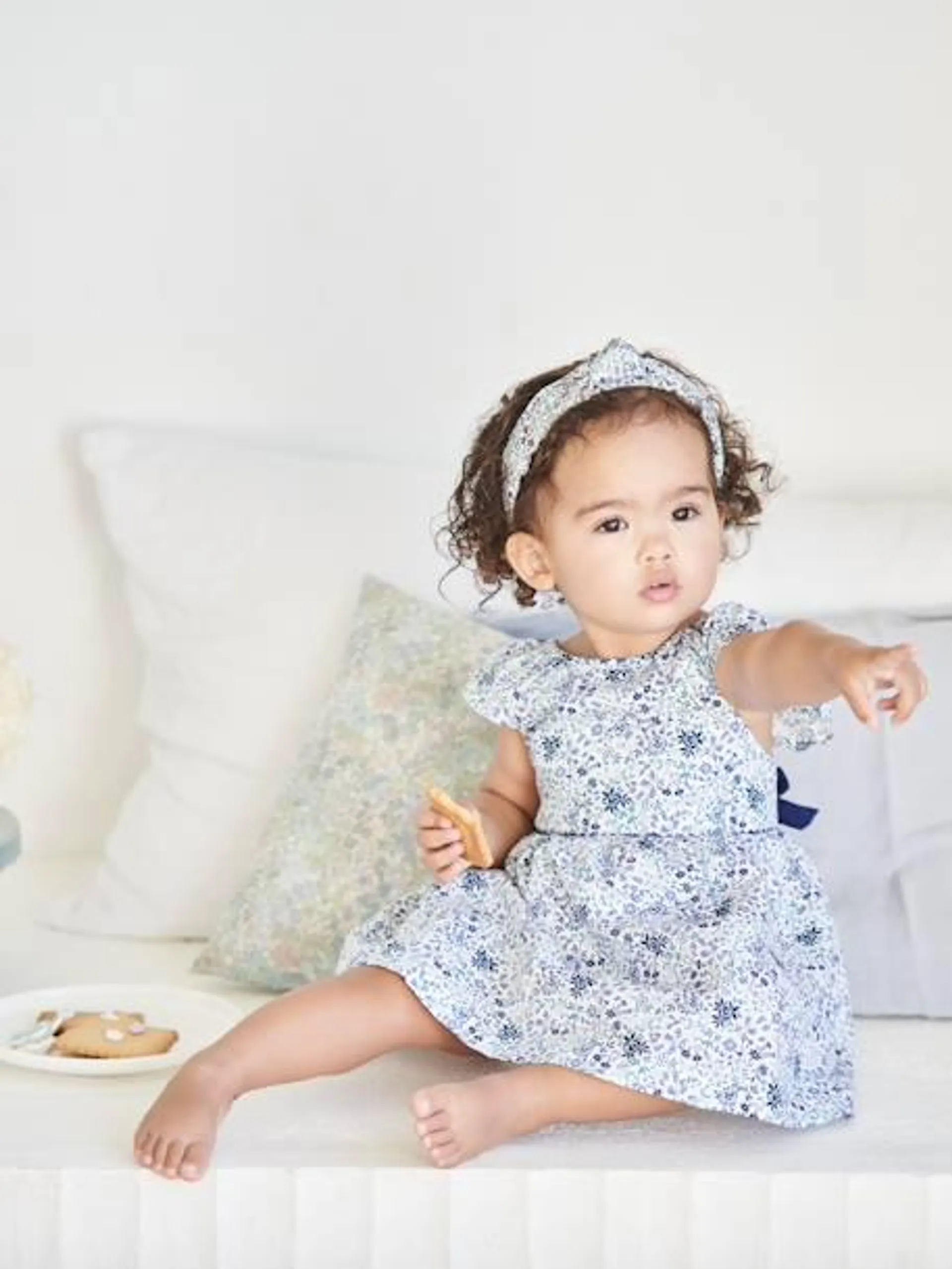 Robe fleurie bébé de cérémonie - blanc imprimé