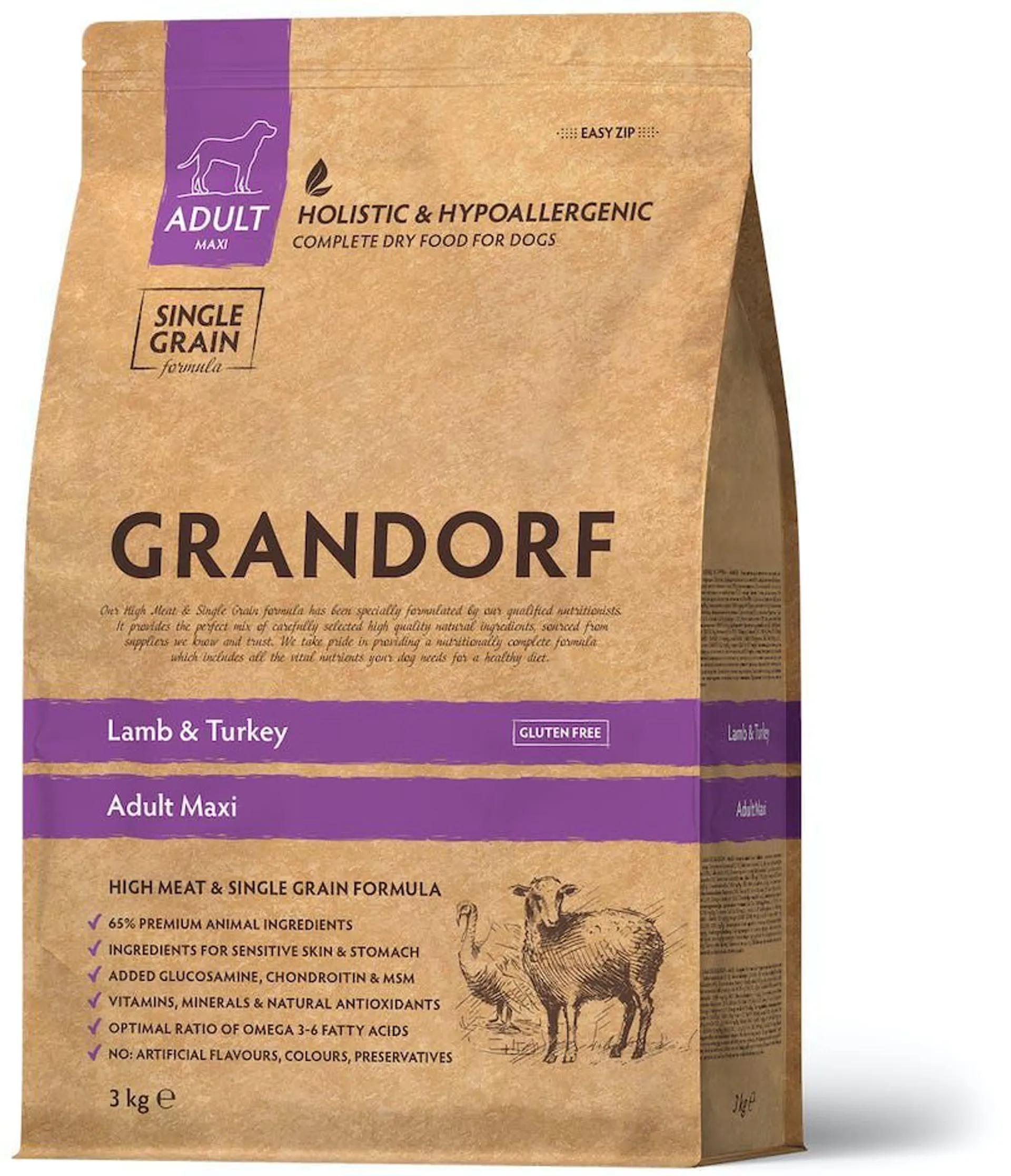 Grandorf - Lamb & Turkey Adult Maxi Breeds 3kg