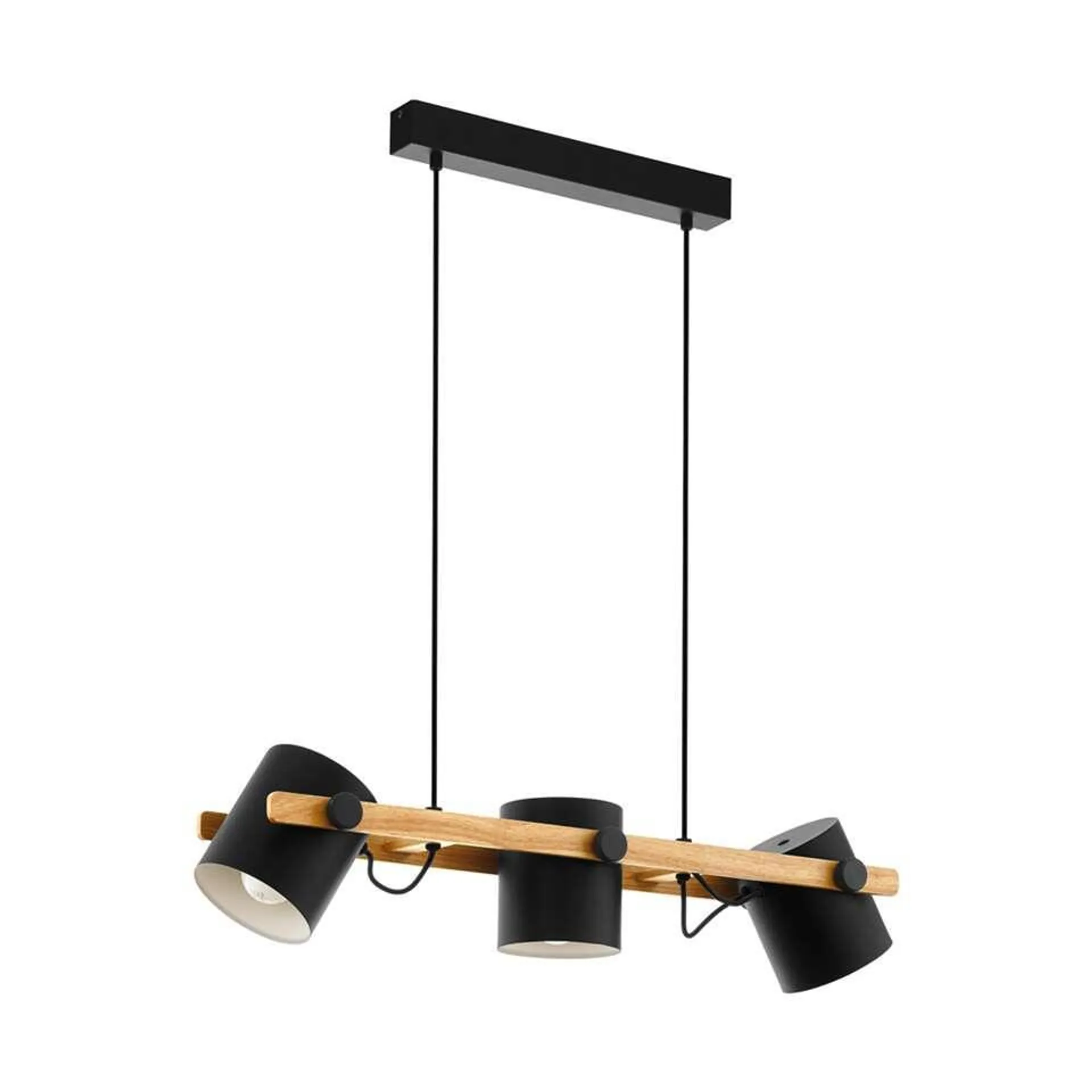 EGLO hanglamp 3-lichts Hornwood - zwart/goudkleur
