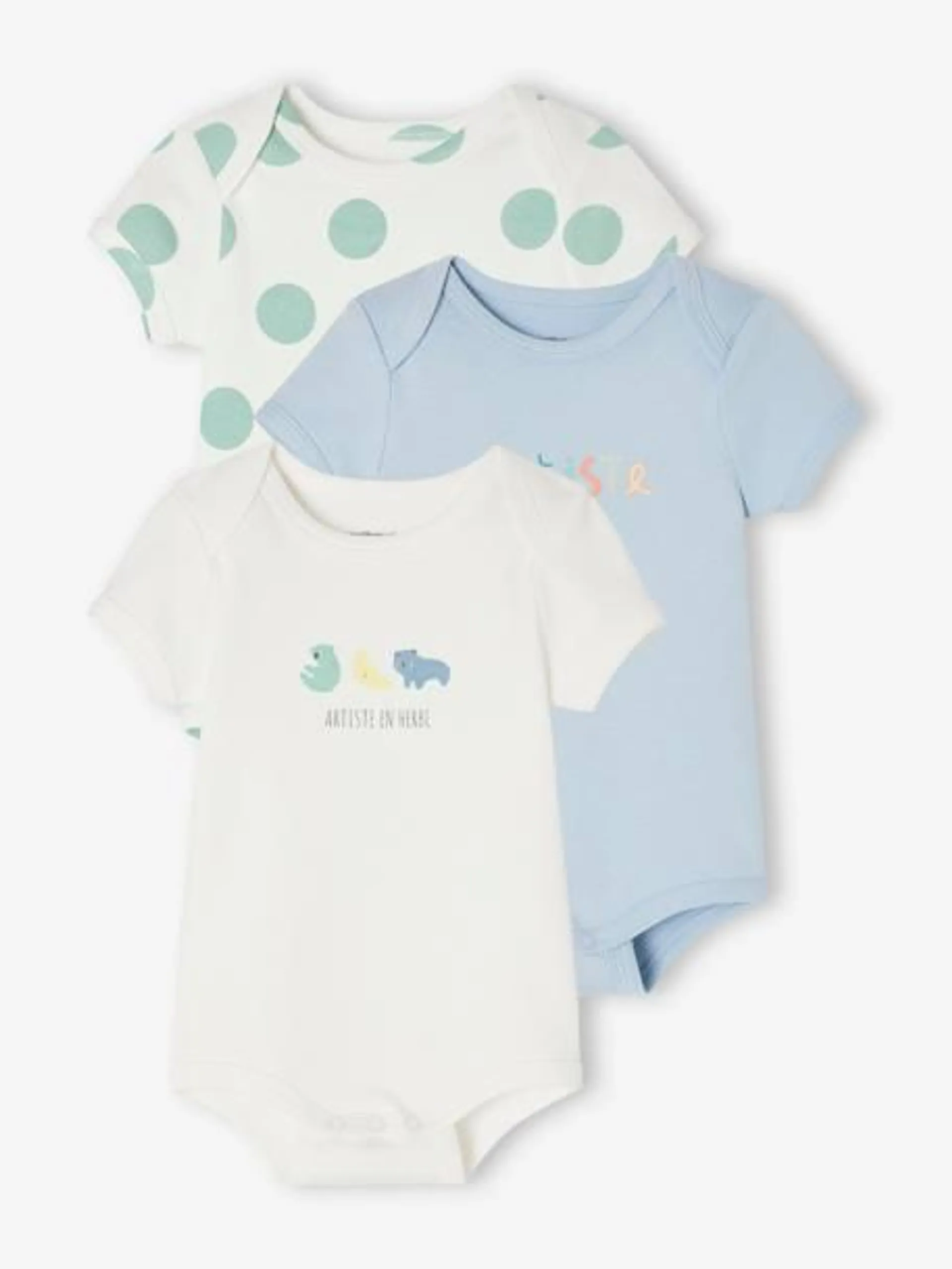 Lot de 3 bodies évolutifs bébé en coton biologique