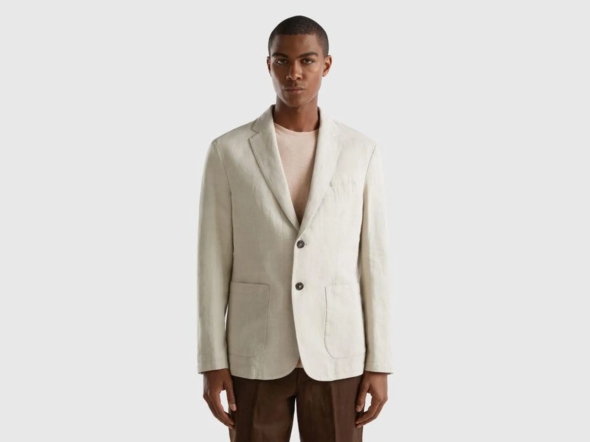 Slim fit blazer in linen blend