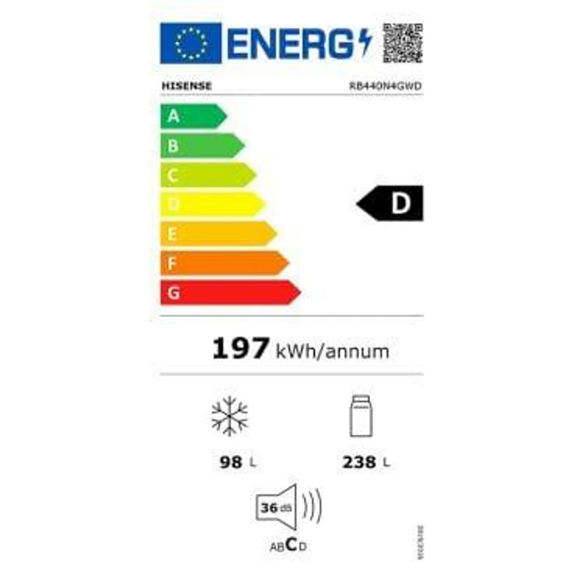 Réfrigérateur Combiné HISENSE RB440N4GWD