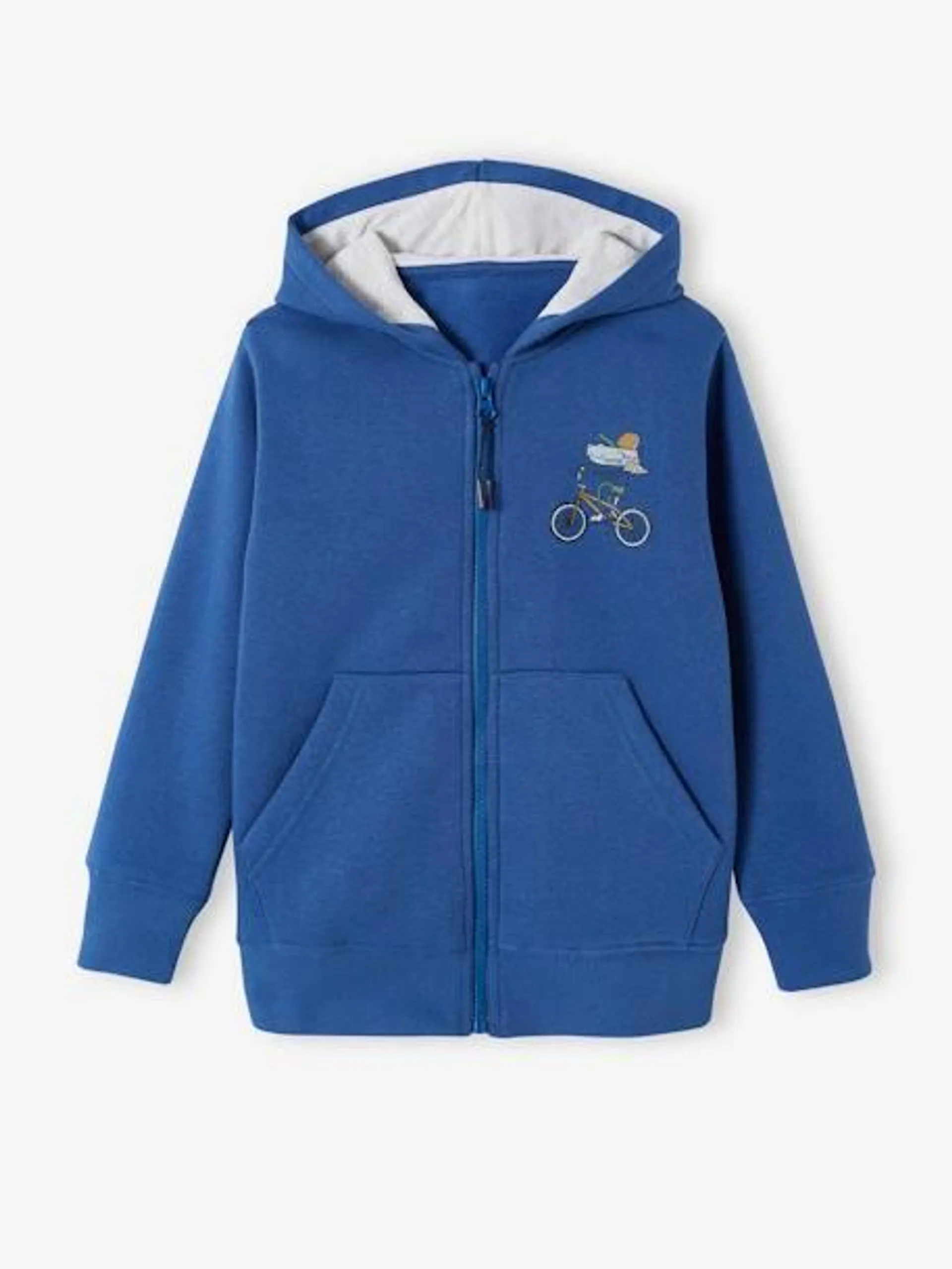 Sweat zippé avec capuche à crête - bleu