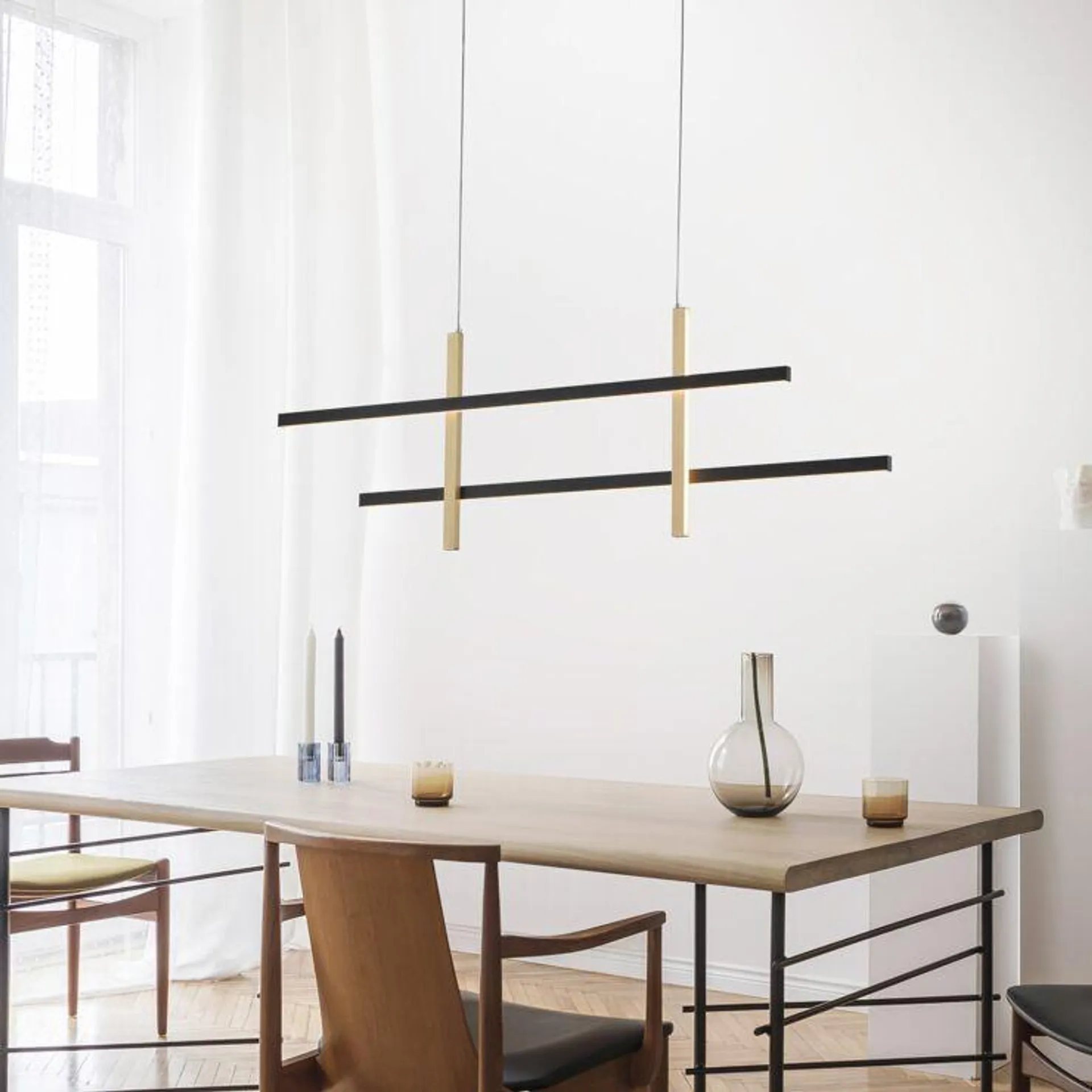 Design hanglamp zwart met goud incl. LED dimbaar - Joy