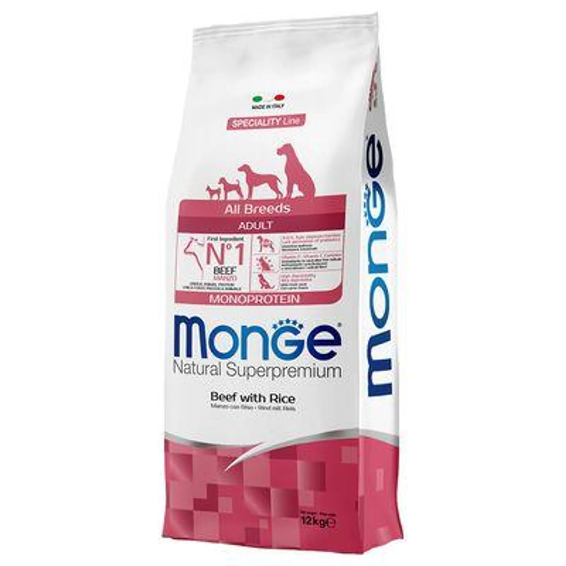 Monge monoprotéine bœuf avec riz pour chiens