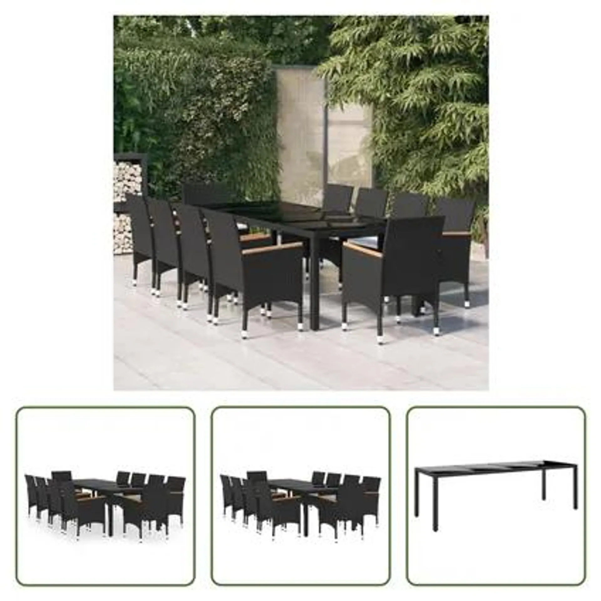 vidaXL Ensemble à dîner de jardin 11 pcs Résine tressée Noir