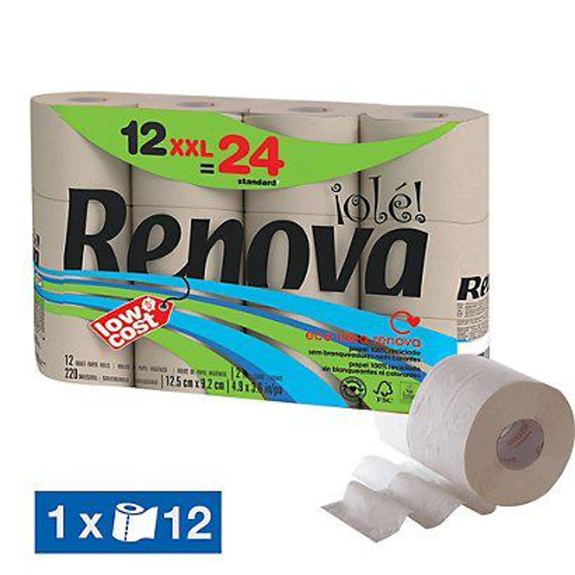 Toiletpapier Renova Olé XXL 2-laags, set van 12 rollen