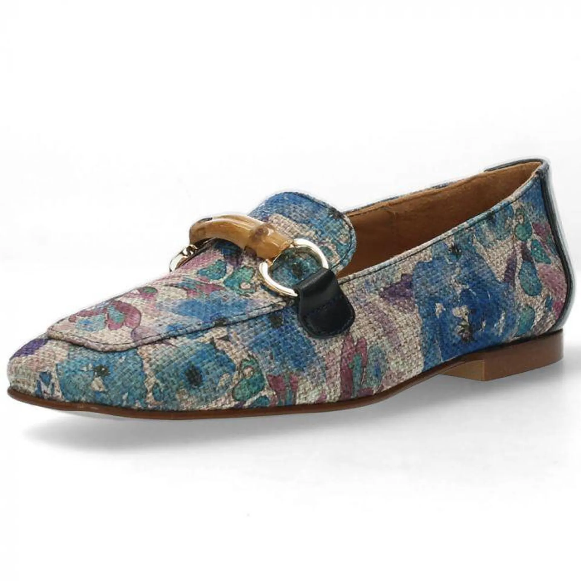 Blauwe bloemenprint mocassins