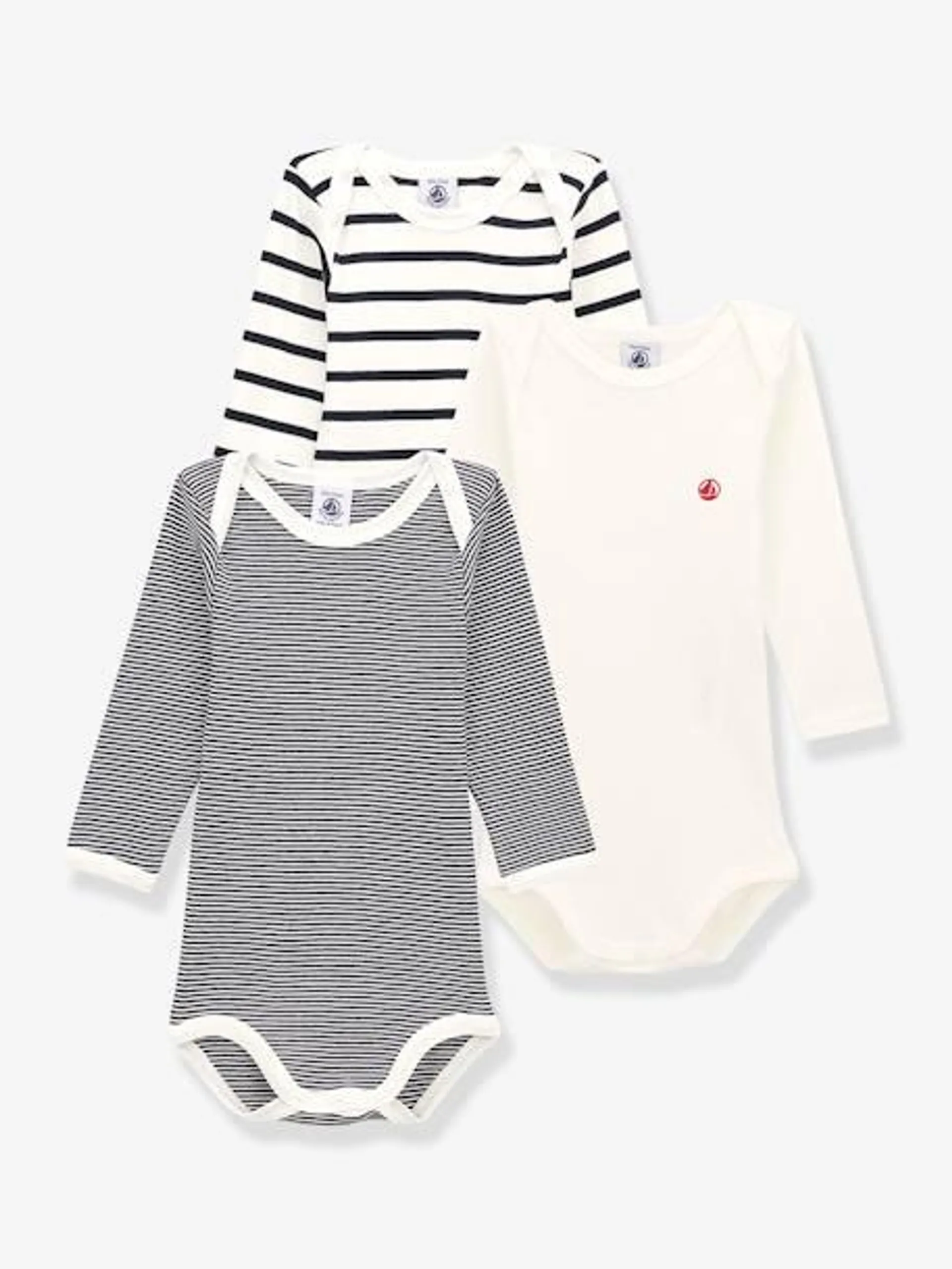 Lot de 3 bodies manches longues PETIT BATEAU - lot blanc