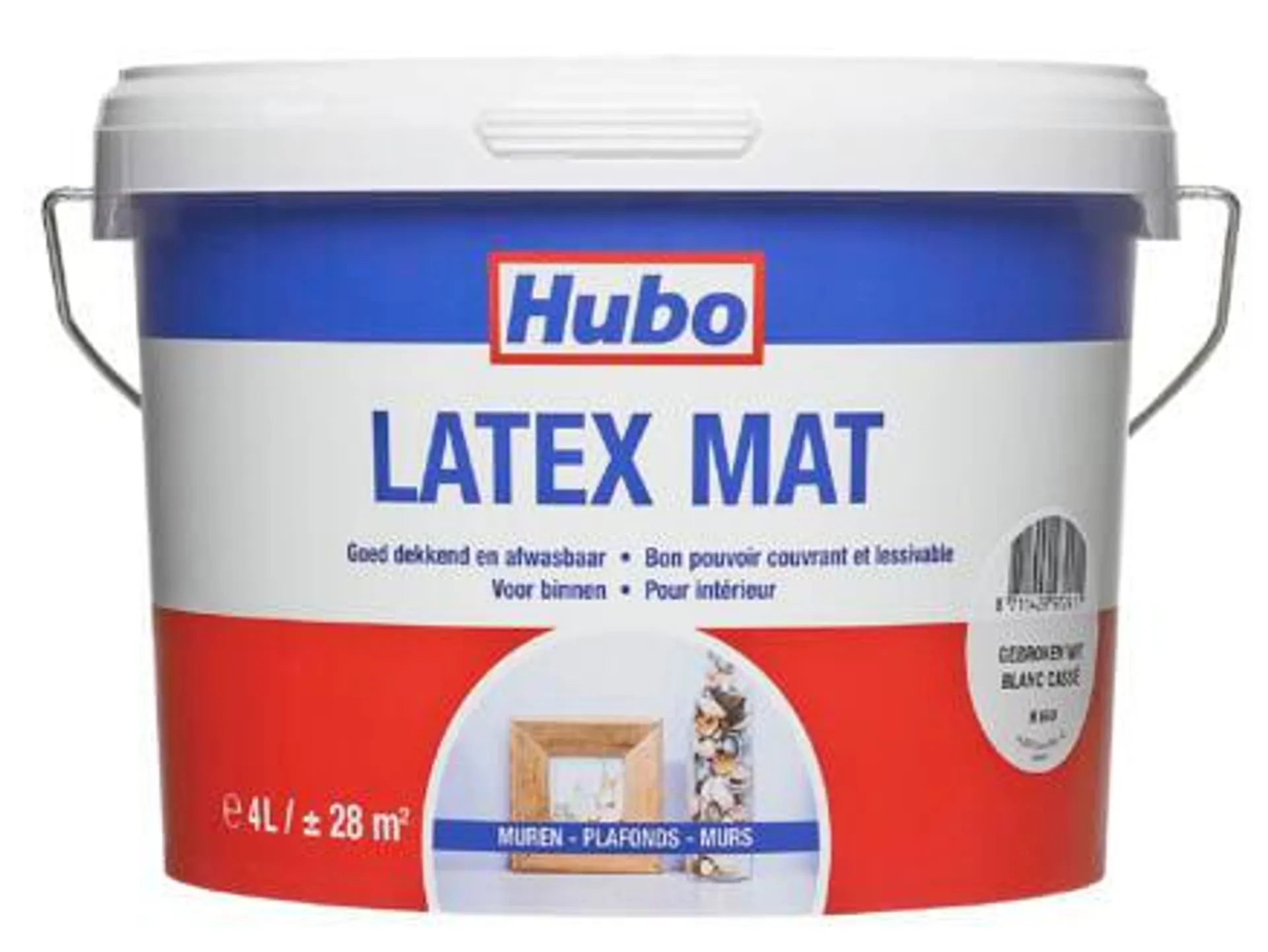 Hubo muurverf latex mat 4l gebroken wit