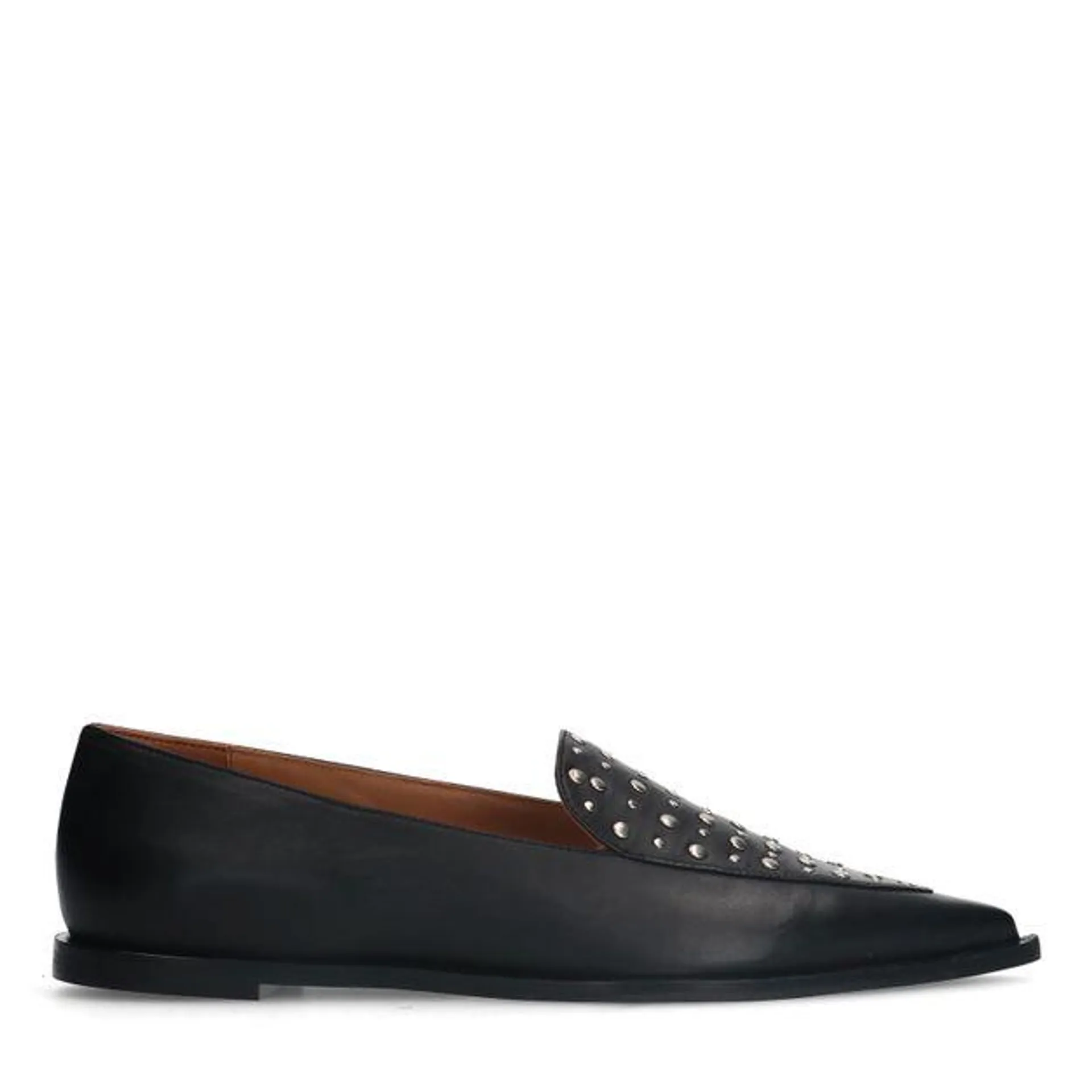 Zwarte leren loafers met studs