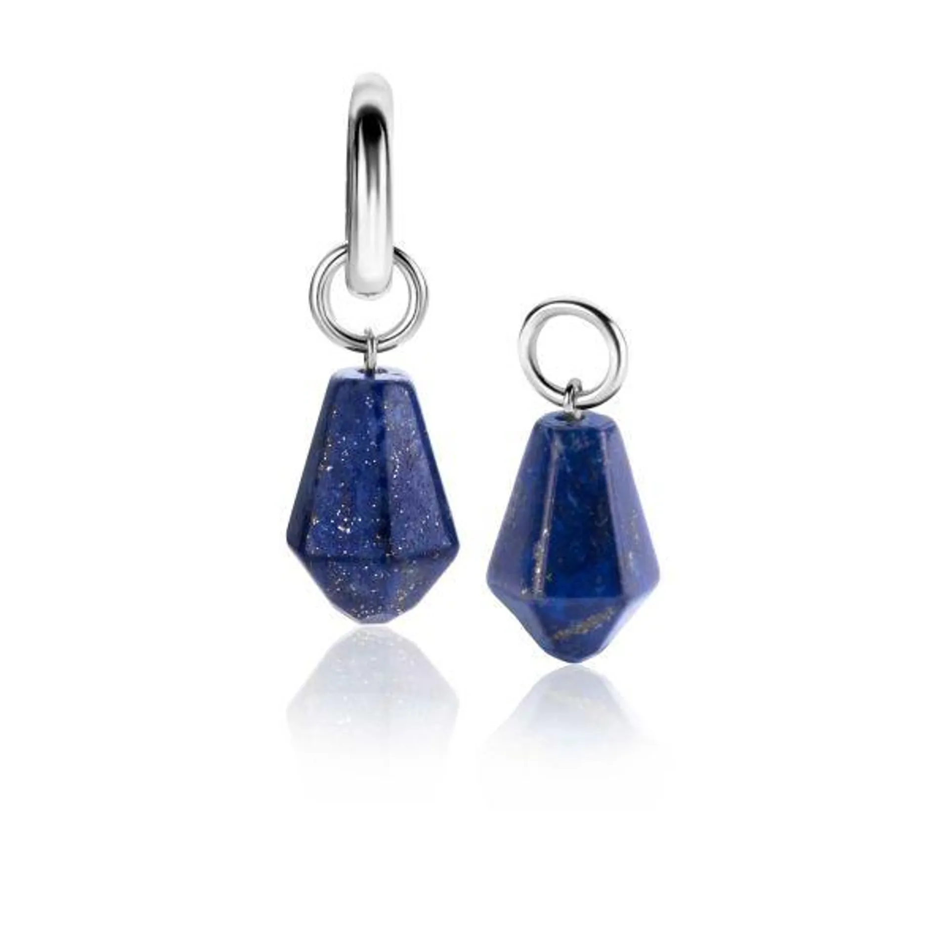 19mm ZINZI Sterling Silver Earrings Pendants Cone in Lapis Lazuli ZICH2256L (excl. hoop earrings)