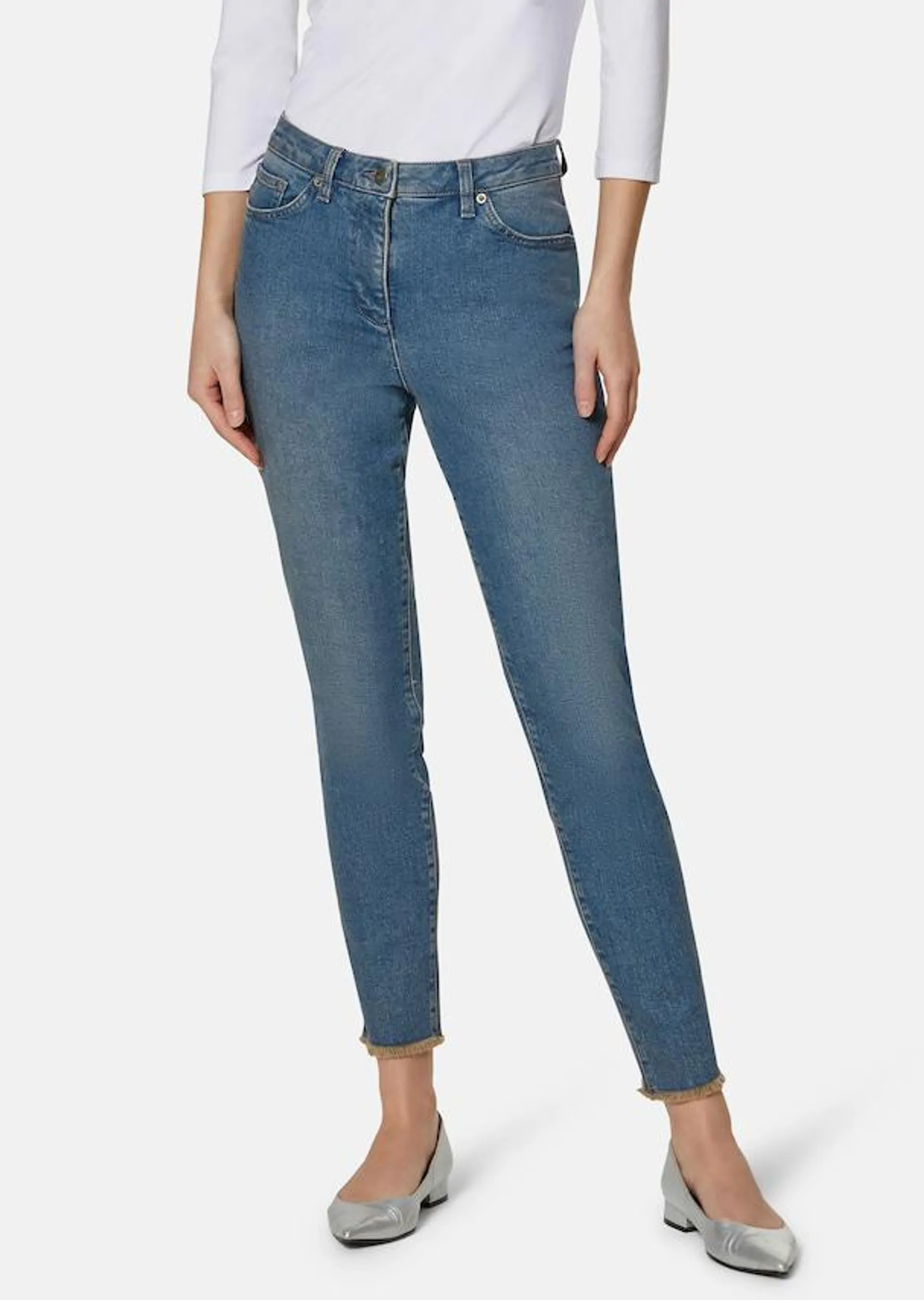 Jeans met fijne franjezoom