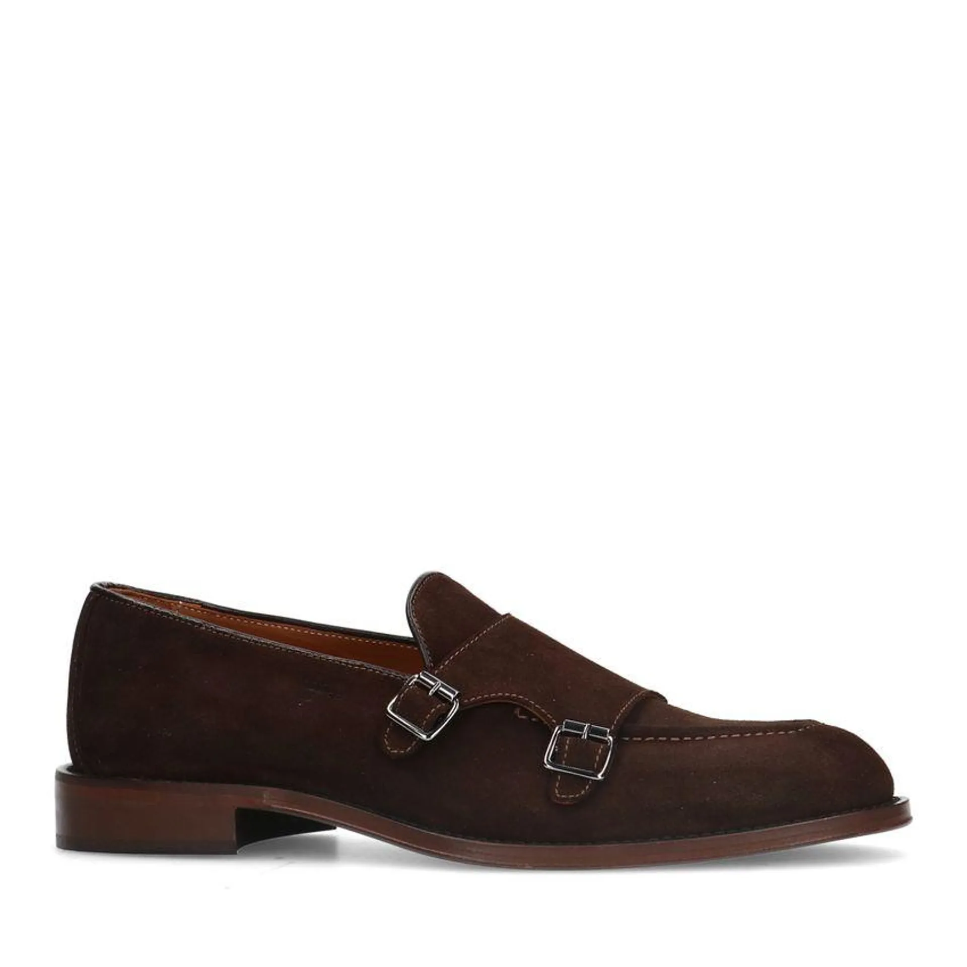 Bruine suède loafers met gesp