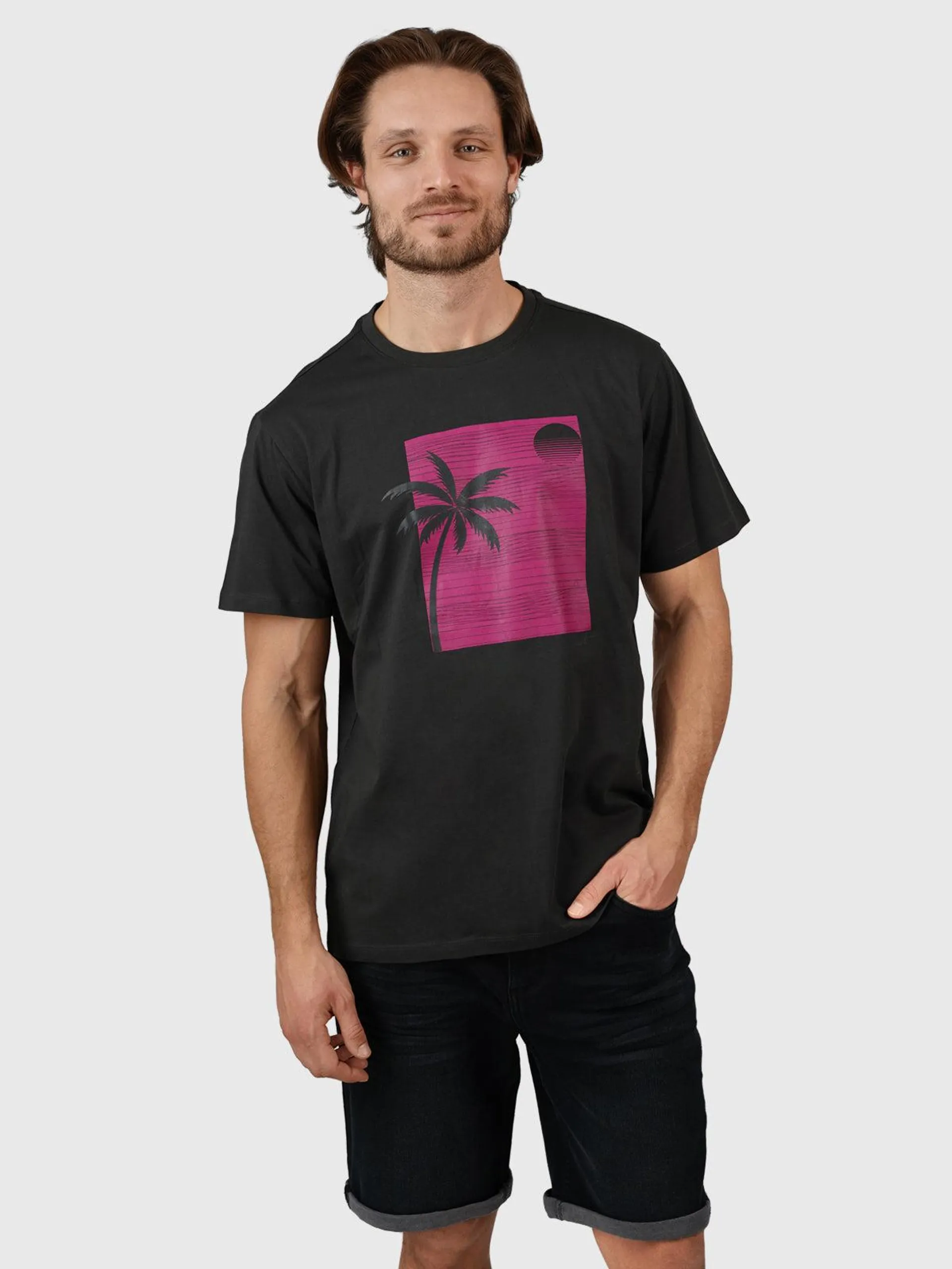 Palm-Sunset Men T-shirt | Black