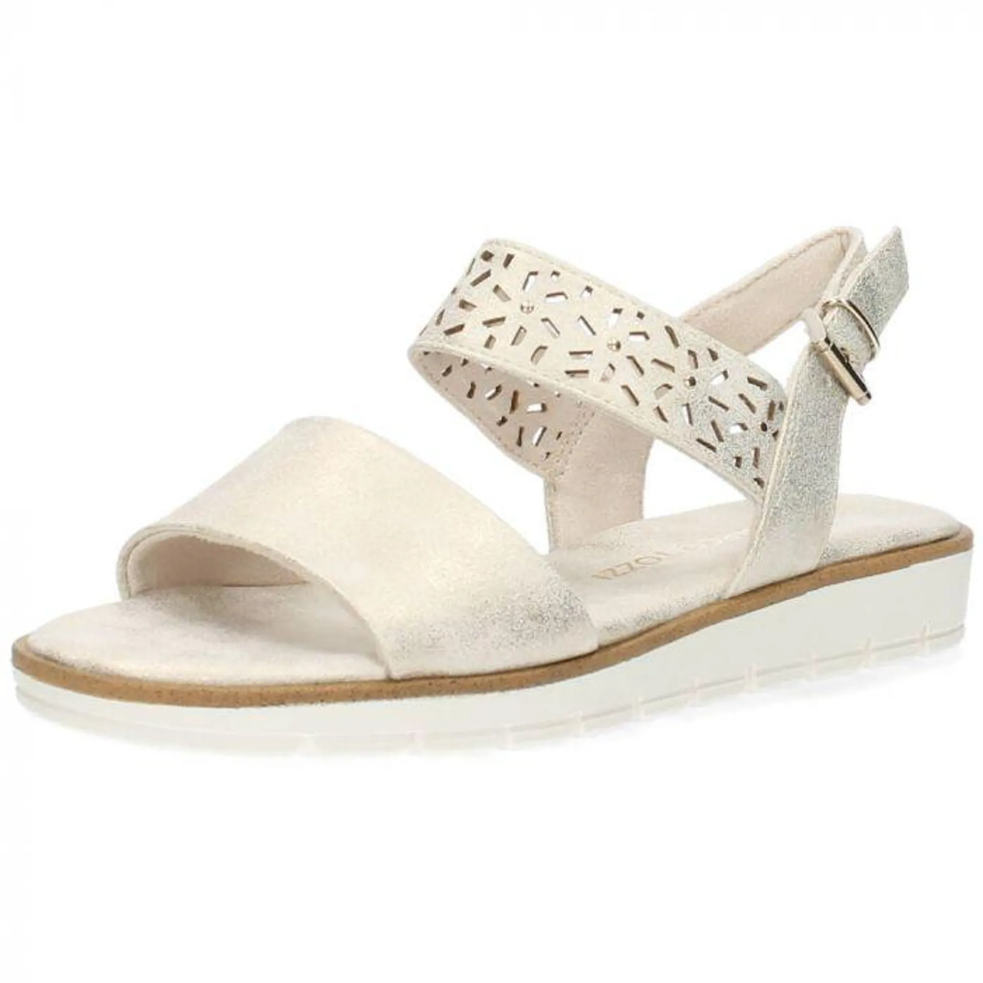 Metallic beige sandalen