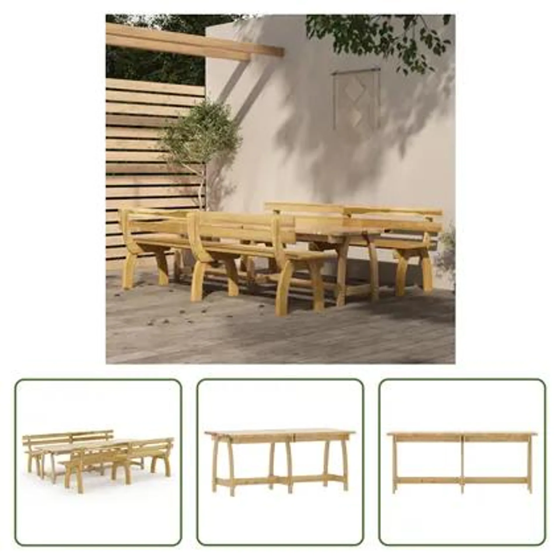 vidaXL Ensemble à manger de jardin 3 pcs Bois de pin imprégné