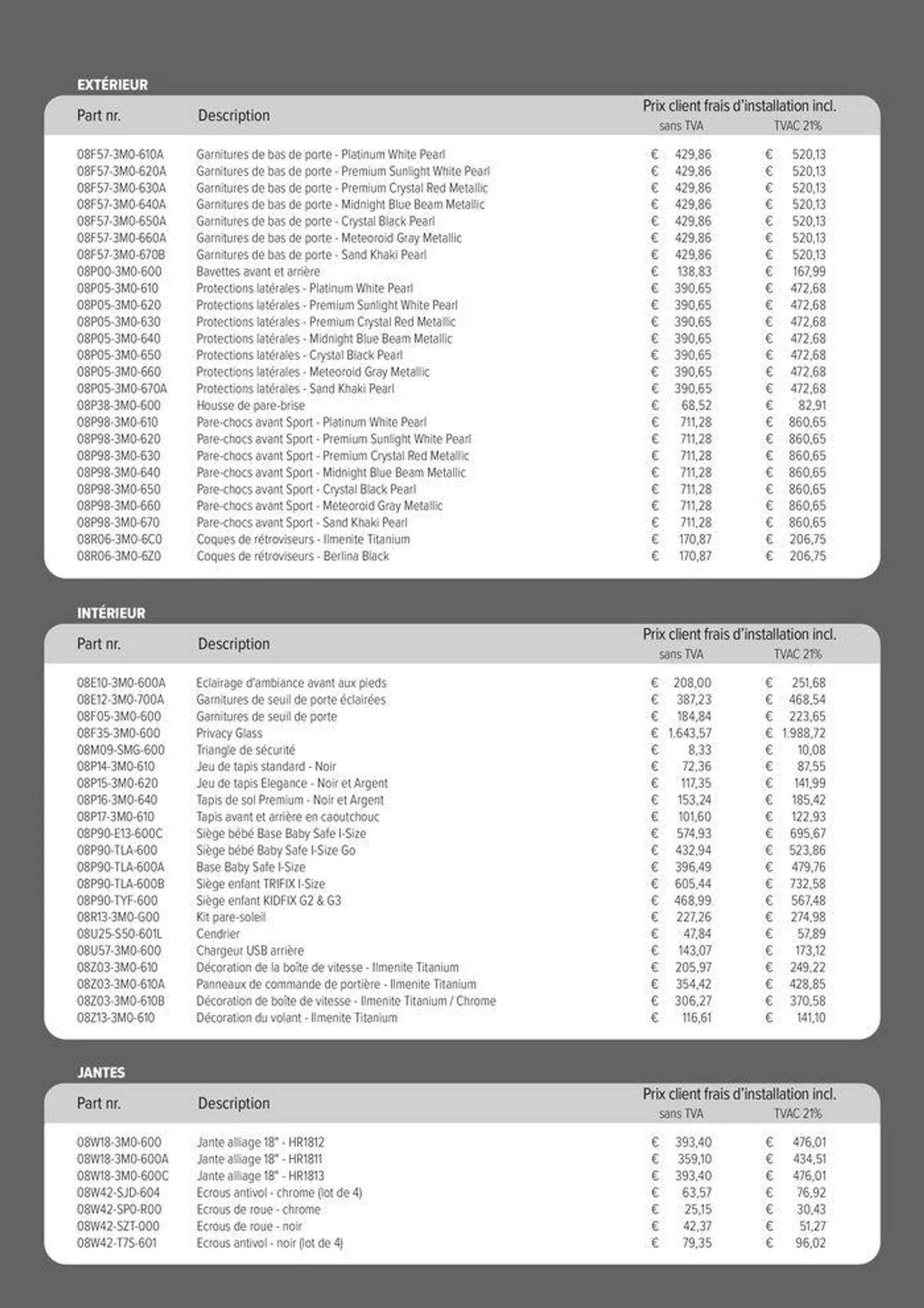 Honda HR-V e:HEV — Liste de prix des accessoires van 26 april tot 26 april 2025 - folder pagina 2