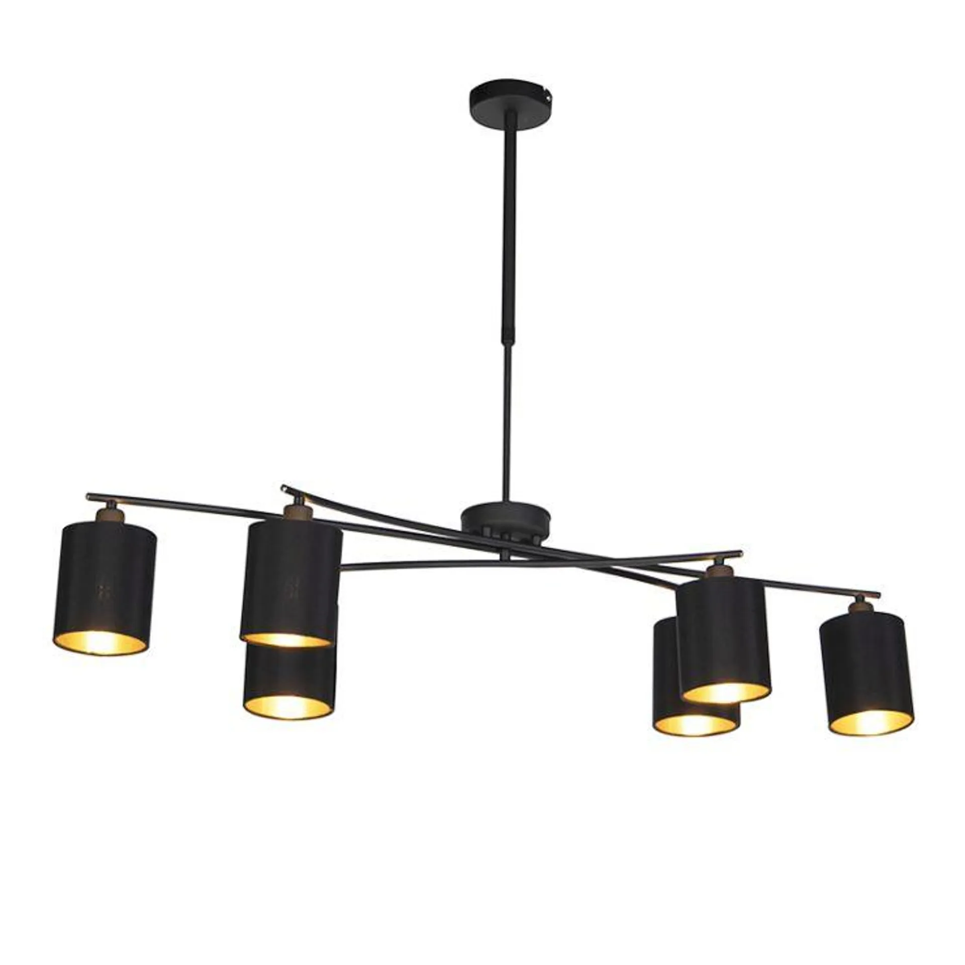 Moderne hanglamp zwart verstelbaar 6-lichts - Lofty