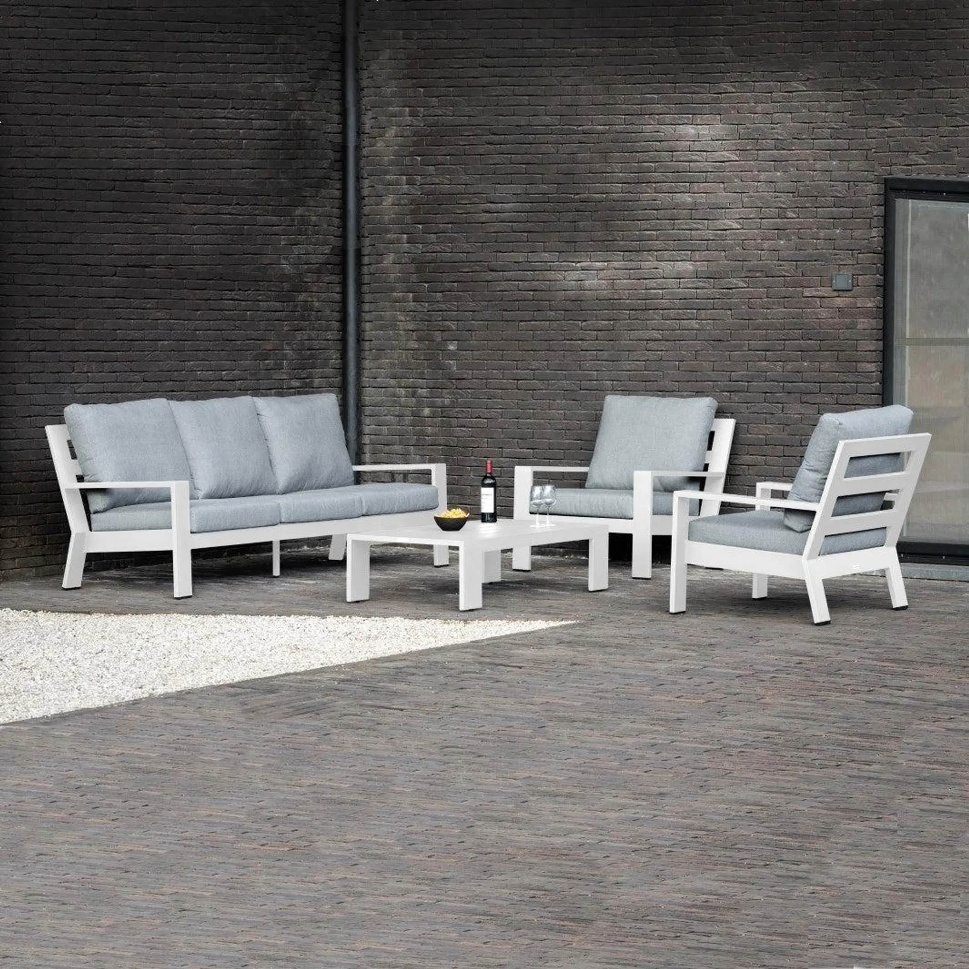 Merano loungeset white mat