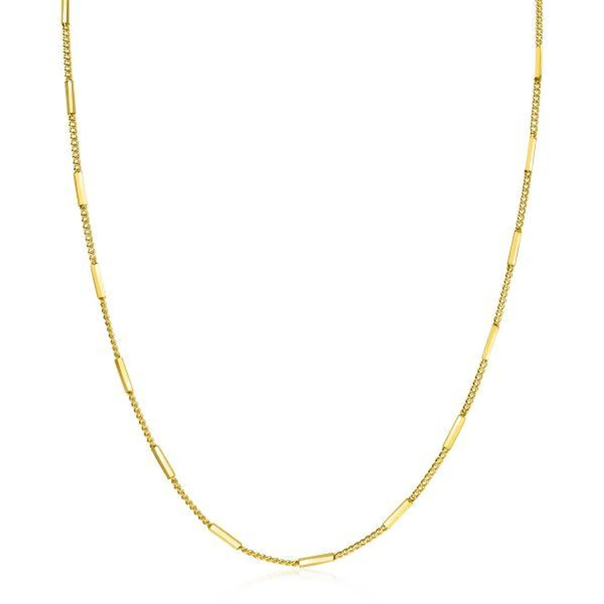 ZINZI Gold Plated Sterling Silver Curb Necklace 45cm with Bars 1.6mm width ZIC2366G